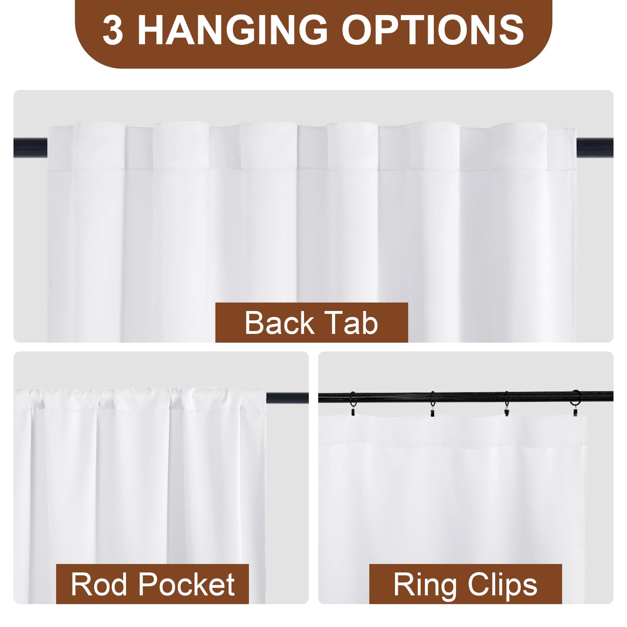 DWCN Blackout Curtains with Tiebacks, Rod Pocket/Back Tab, Set of 2 Panels