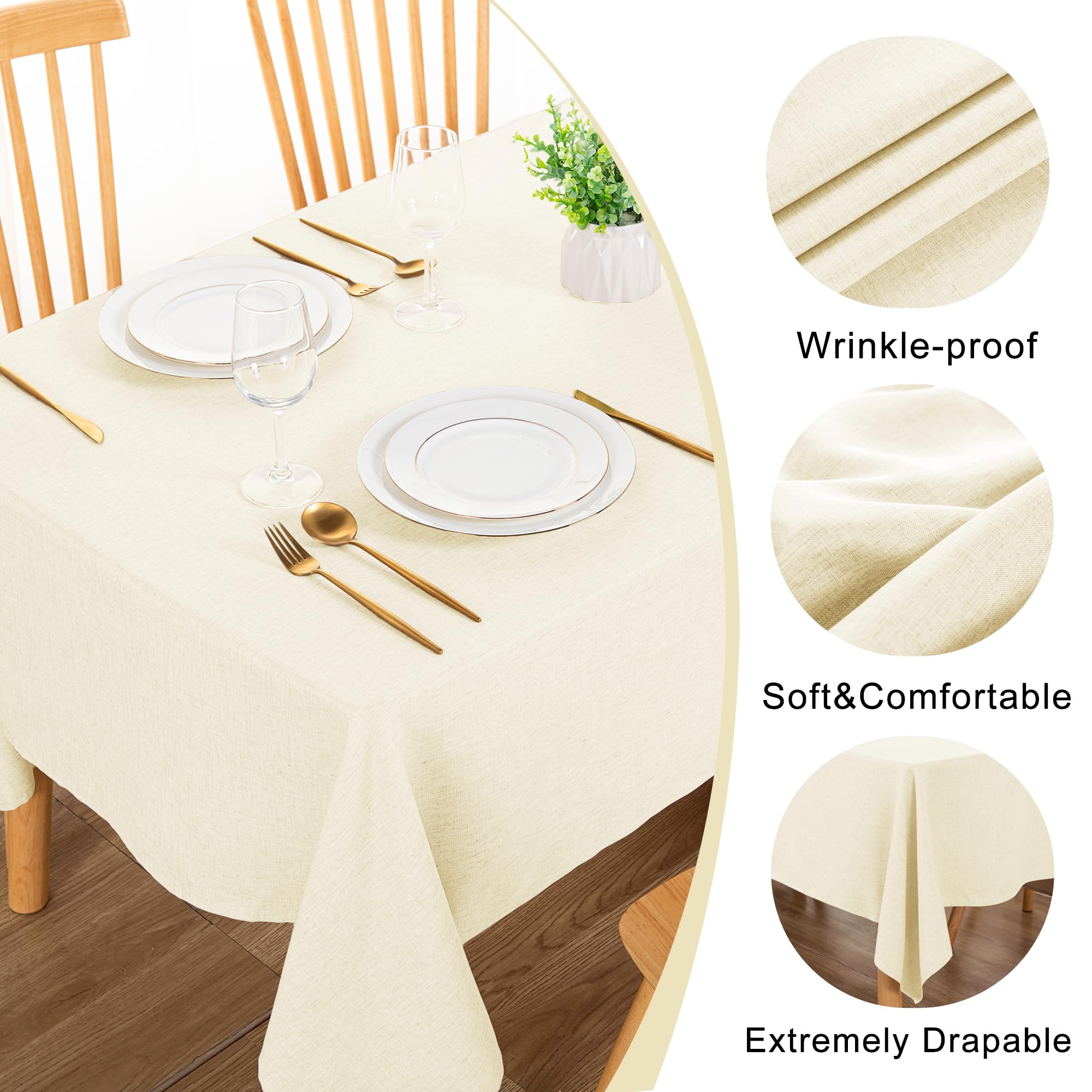 DWCN Rectangle Faux Linen Tablecloth