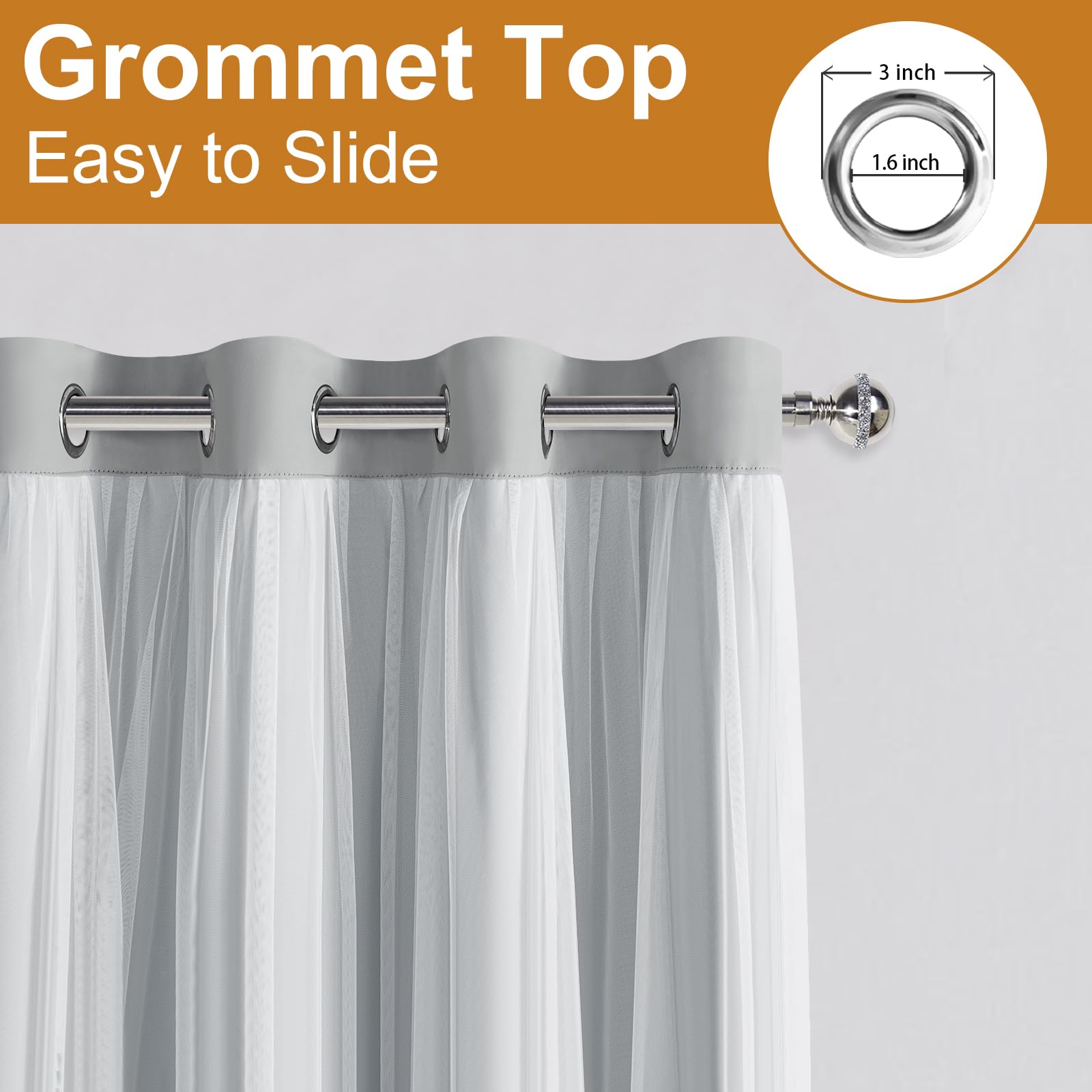 DWCN Layered Curtains, Blackout and Sheer Curtains with Tiebacks, 2 Pieces