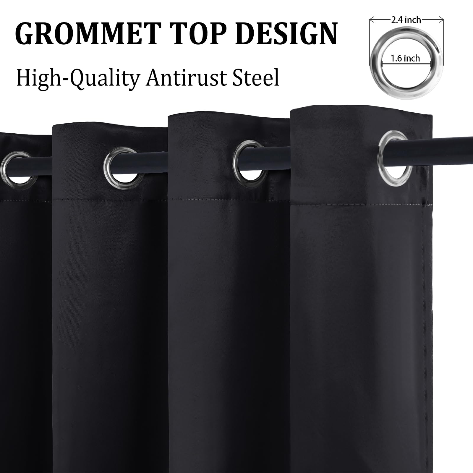 DWCN 100% Blackout Curtains with Tiebacks, Set of 2 Panels