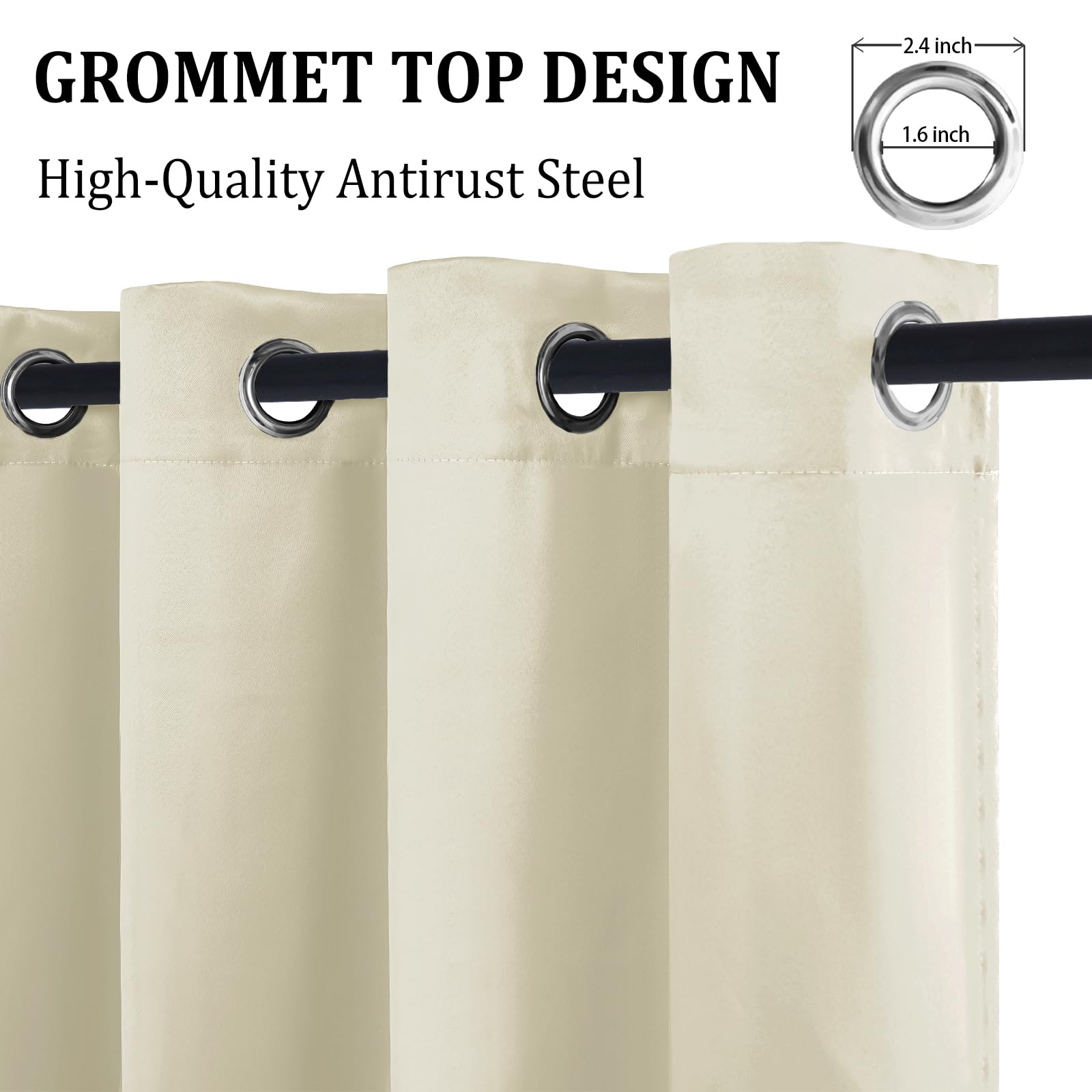 DWCN 100% Blackout Curtains with Tiebacks, Set of 2 Panels