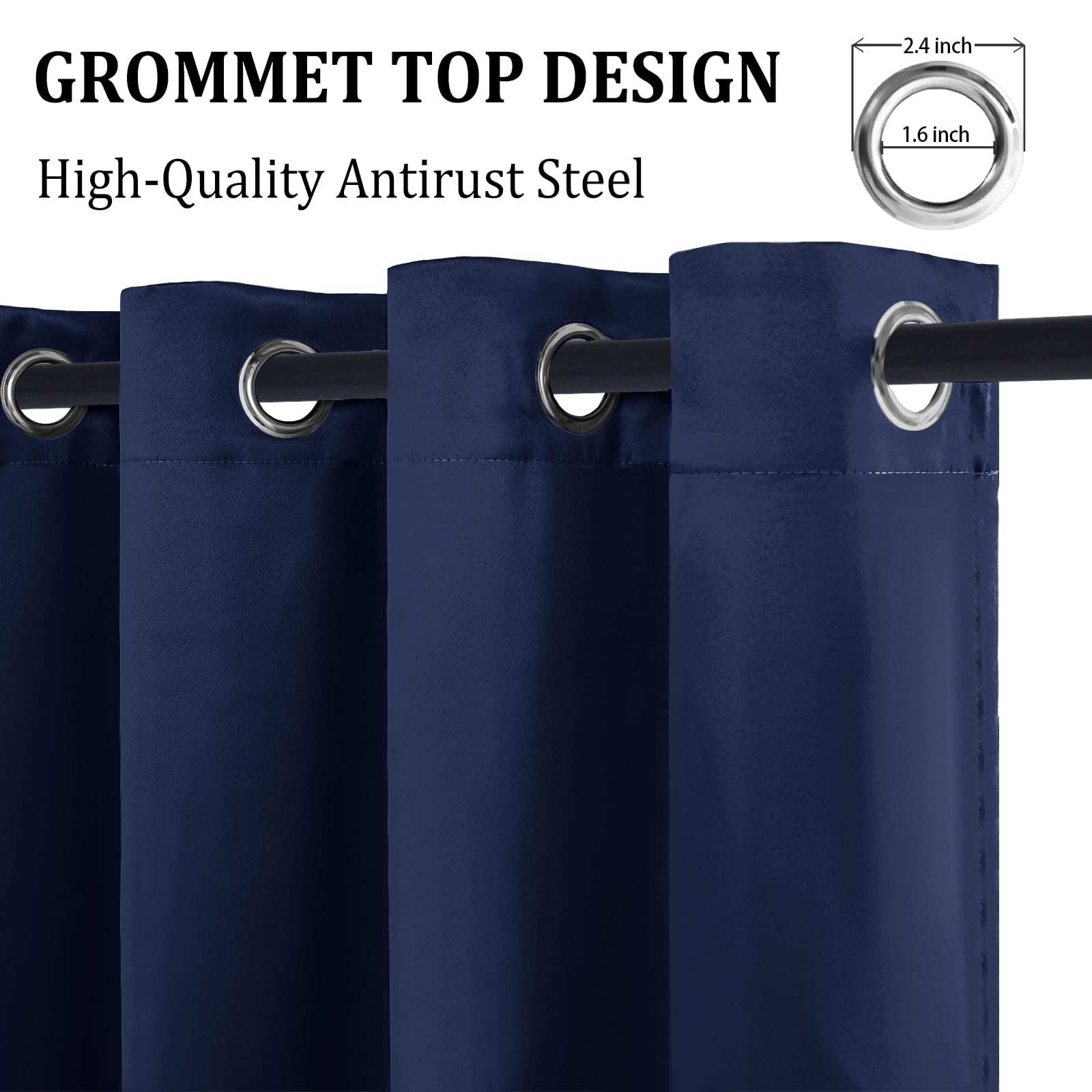 DWCN 100% Blackout Curtains with Tiebacks, Set of 2 Panels