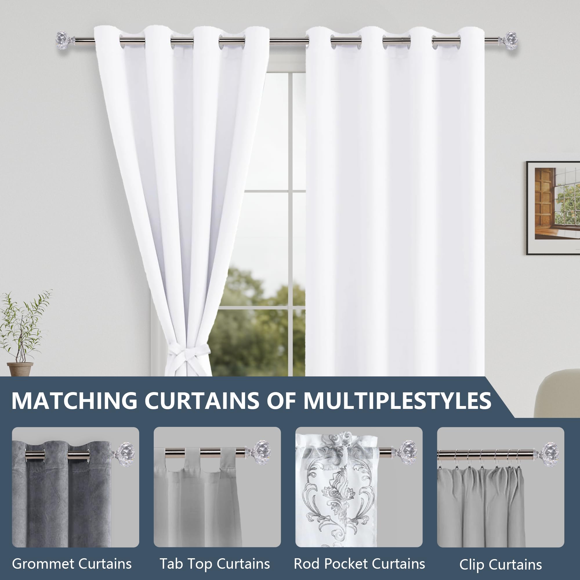 DWCN Heavy Duty Adjustable Curtain Rods