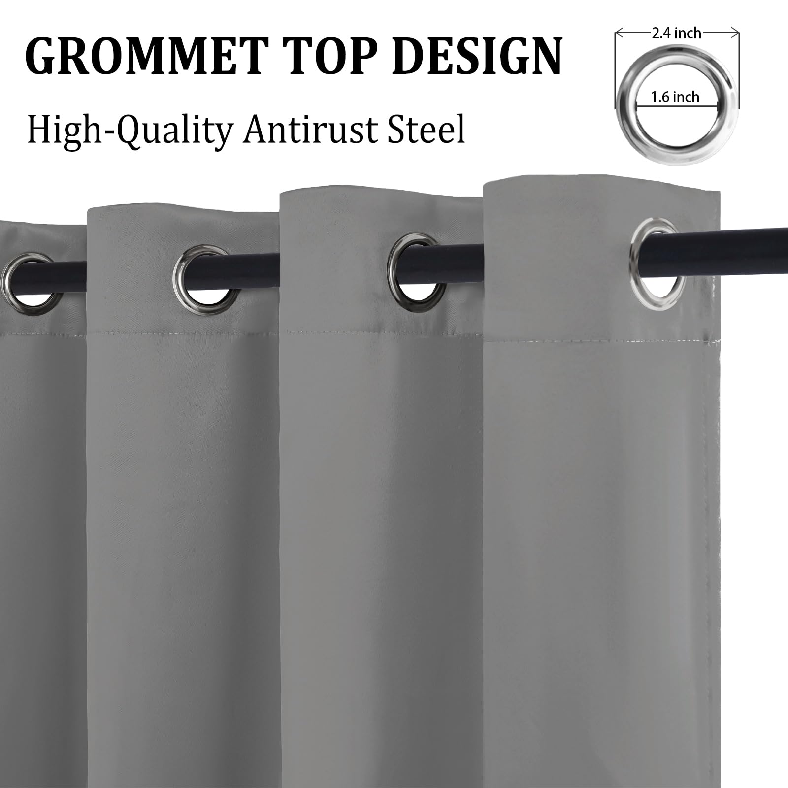 DWCN 100% Blackout Curtains with Tiebacks, Set of 2 Panels