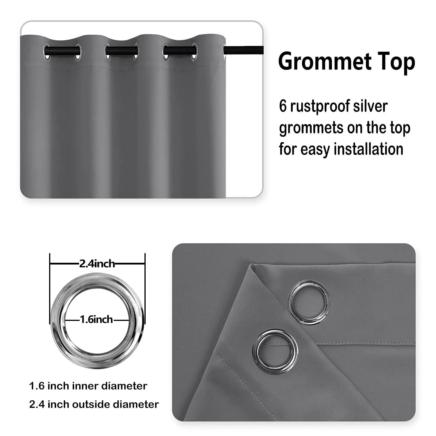 DWCN Grommet Blackout Curtains with Tiebacks - DWCN Official