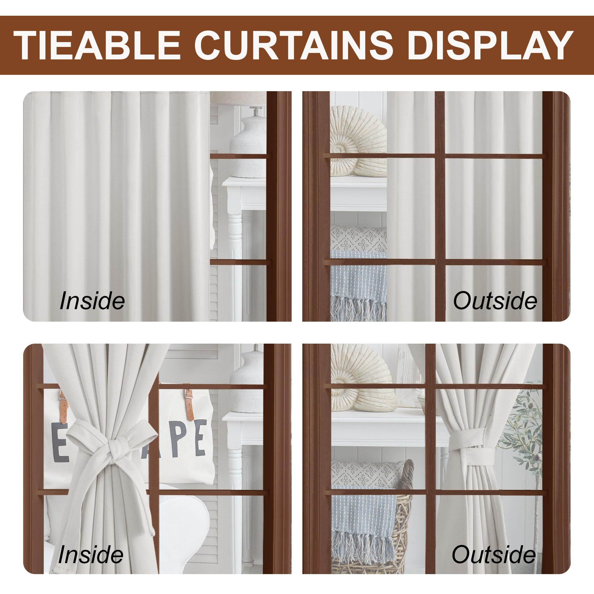 DWCN Blackout Curtains with Tiebacks, Rod Pocket/Back Tab, Set of 2 Panels