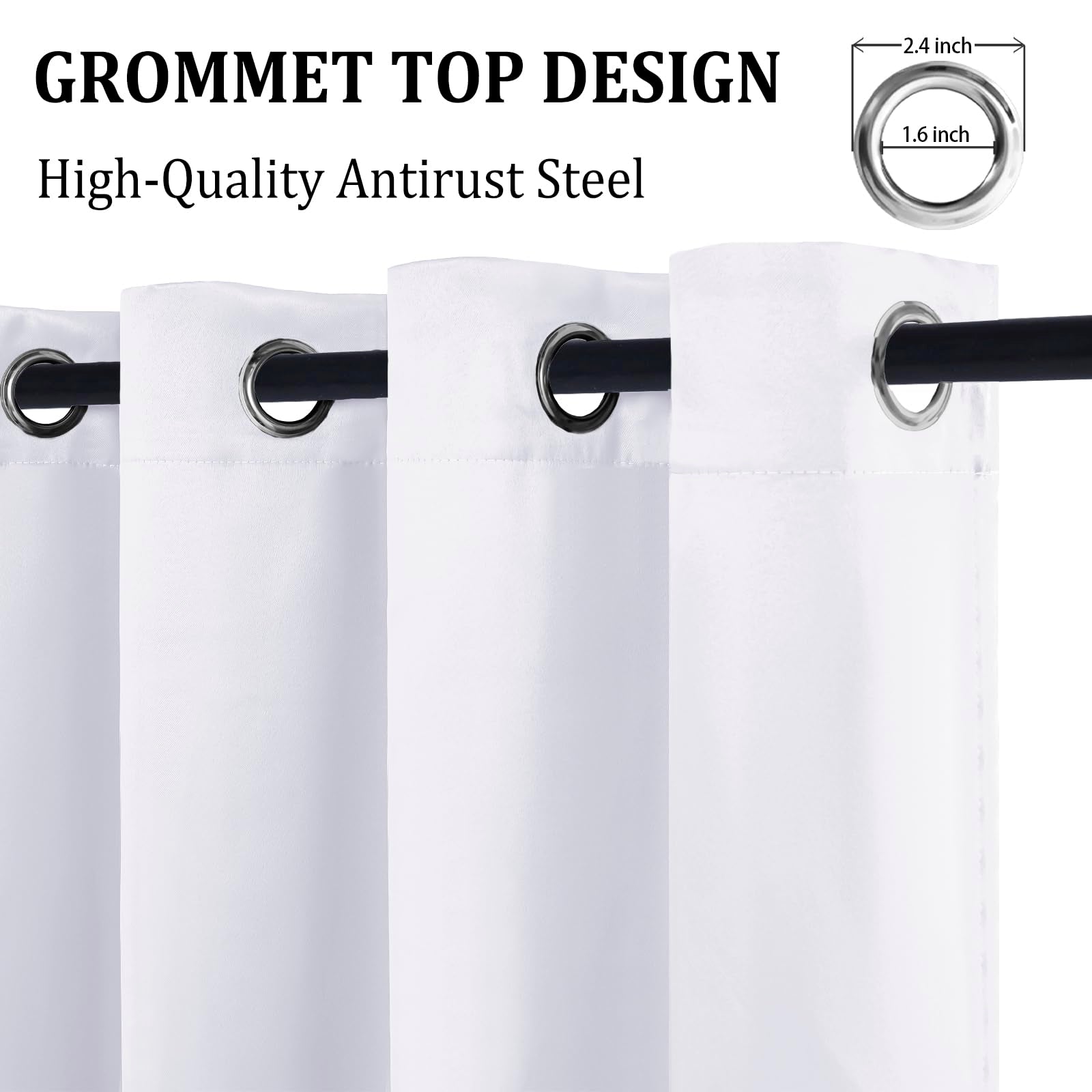 DWCN 100% Blackout Curtains with Tiebacks, Set of 2 Panels