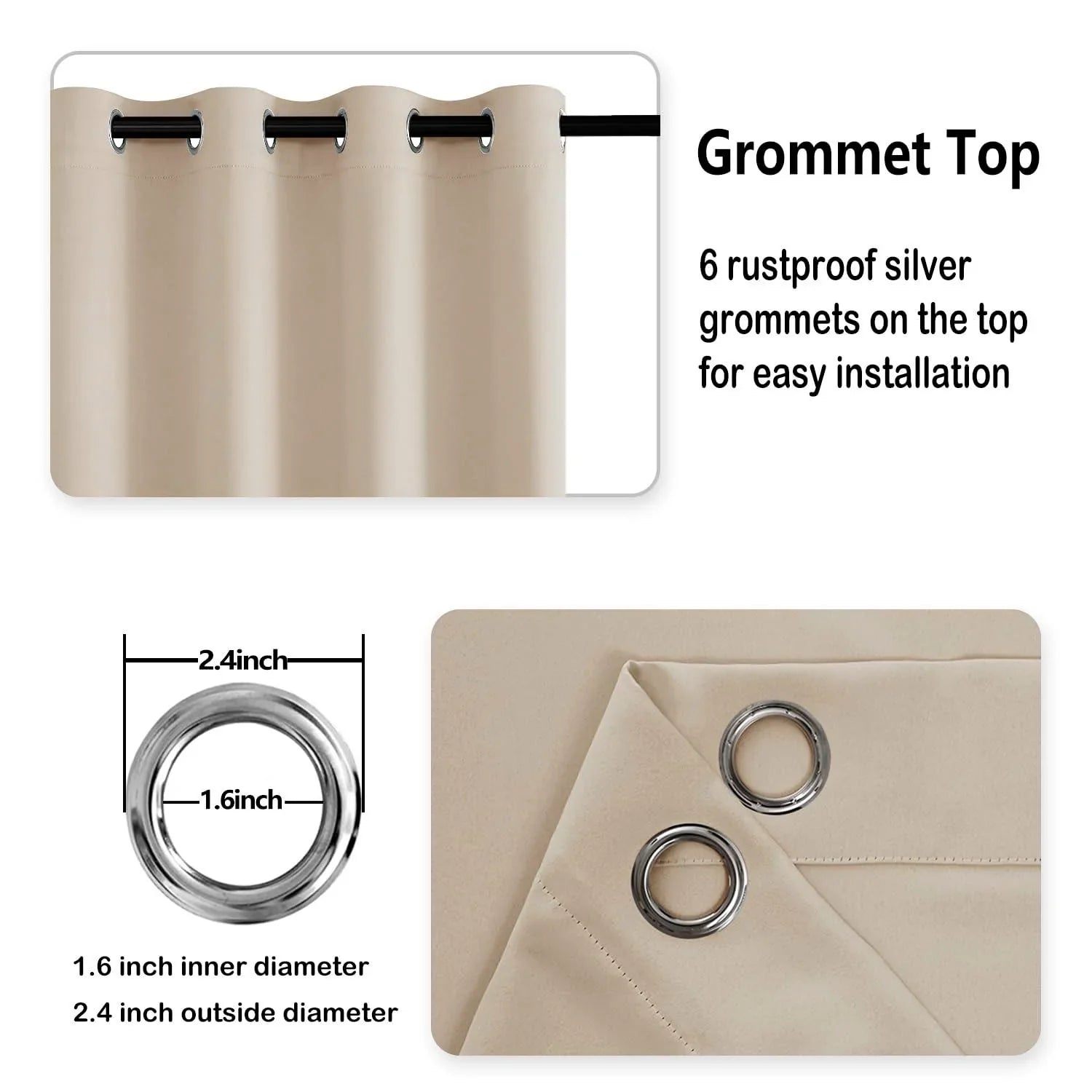DWCN Grommet Blackout Curtains with Tiebacks - DWCN Official