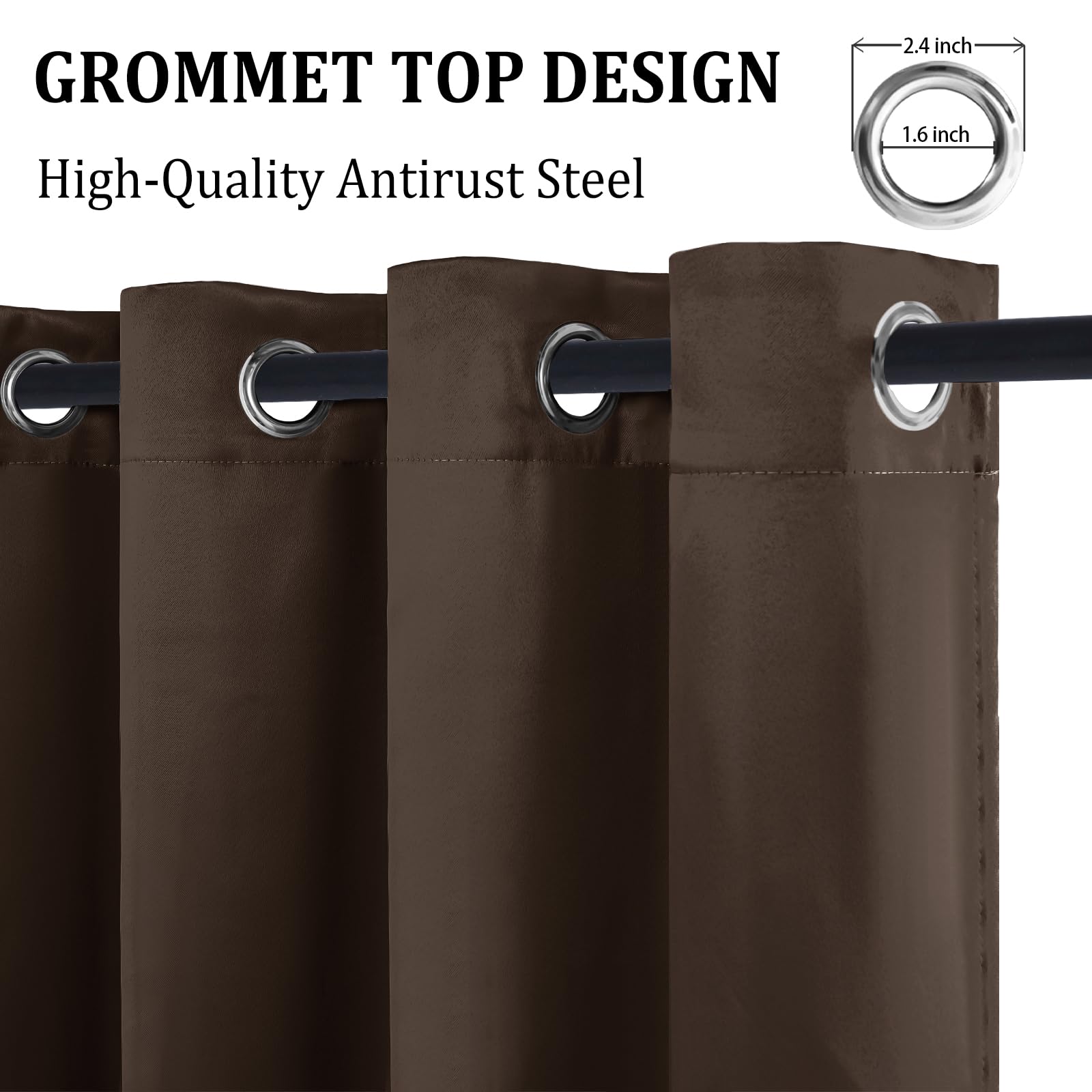 DWCN 100% Blackout Curtains with Tiebacks, Set of 2 Panels