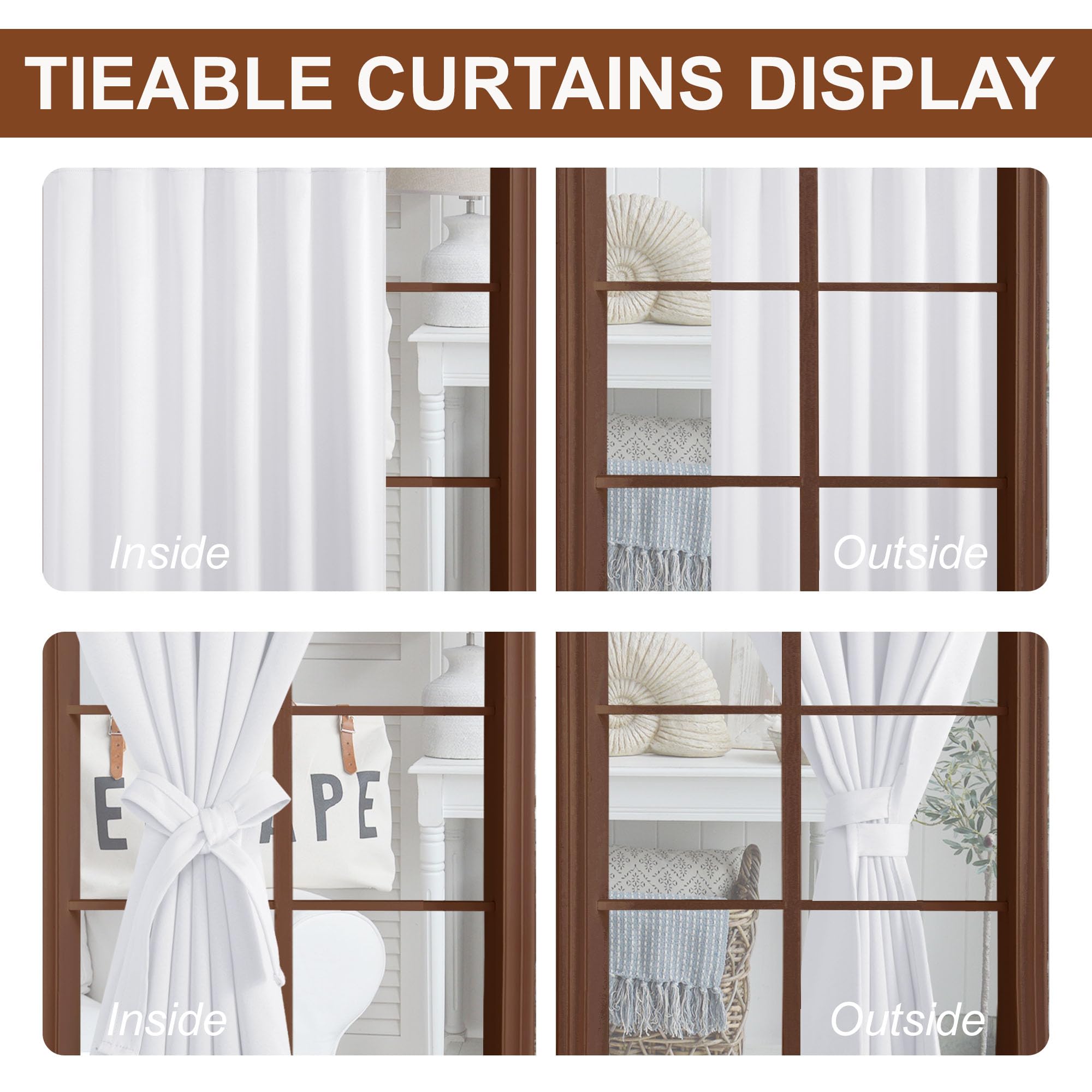 DWCN Blackout Curtains with Tiebacks, Rod Pocket/Back Tab, Set of 2 Panels