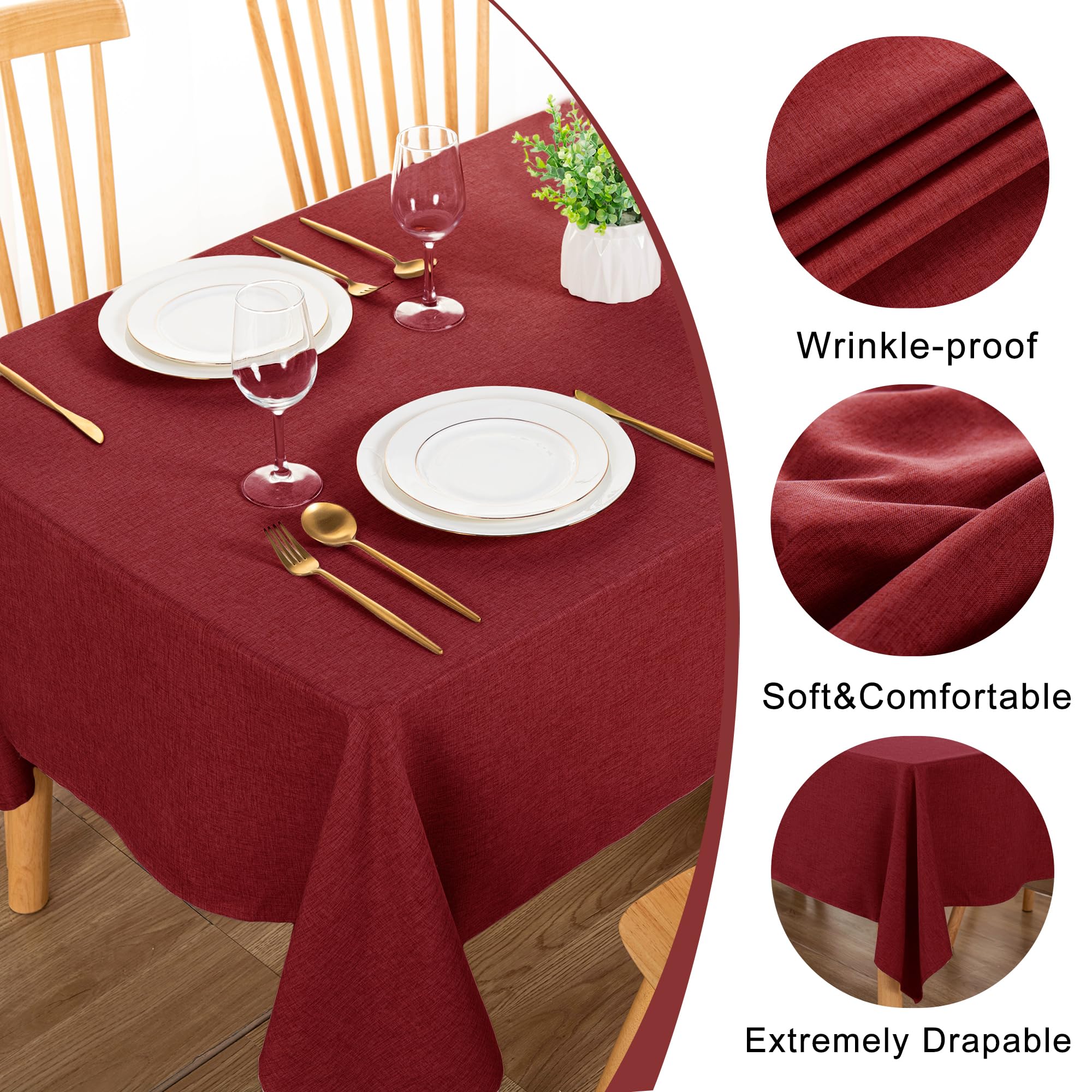 DWCN Rectangle Faux Linen Tablecloth