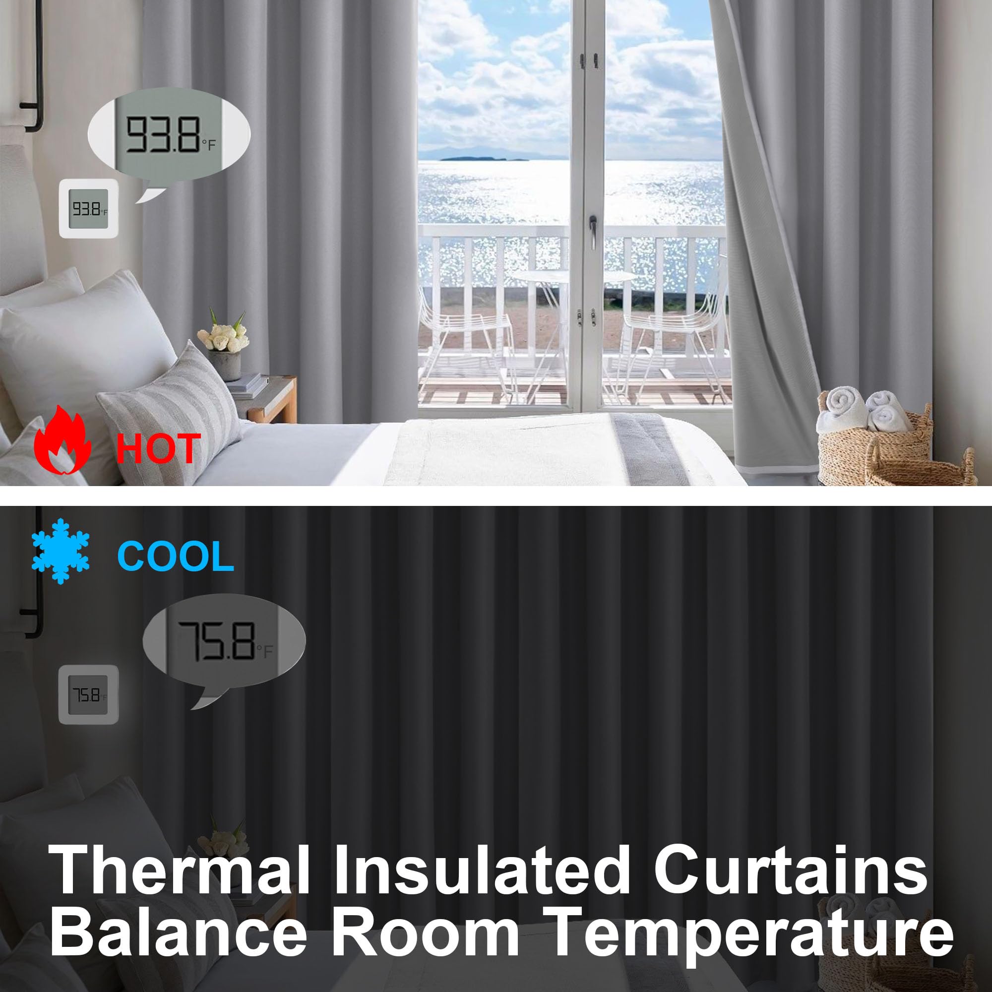 DWCN 100% Blackout Curtains with Grommet Top Design