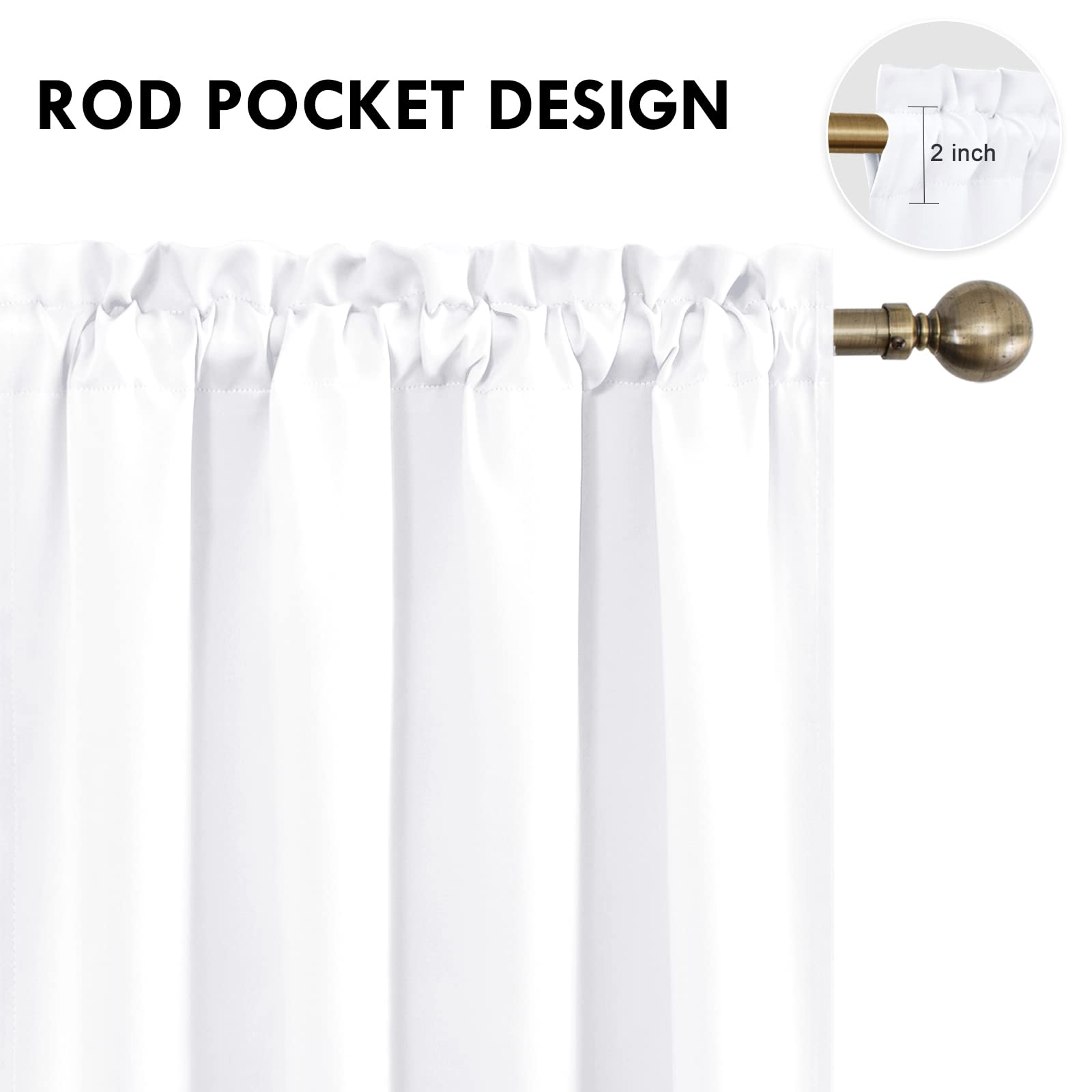 DWCN Rod Pocket Blackout Curtains, Set of 2 Panels