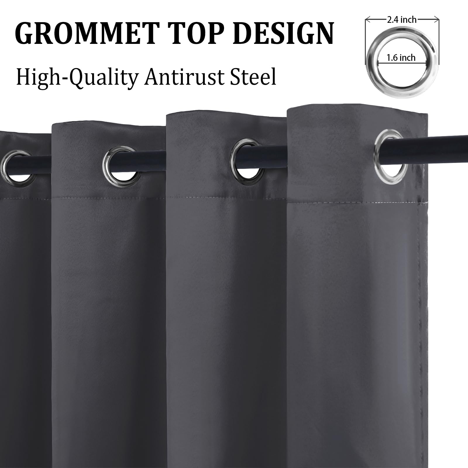 DWCN 100% Blackout Curtains with Tiebacks, Set of 2 Panels