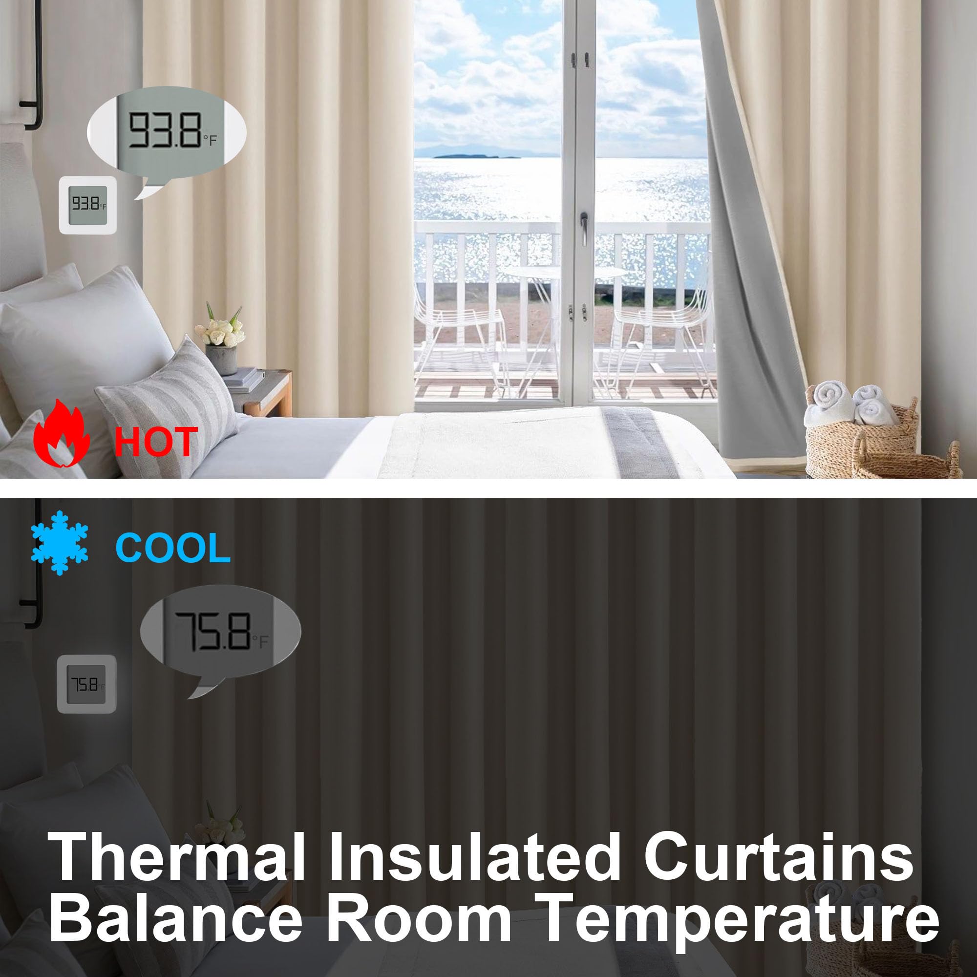 DWCN 100% Blackout Curtains with Grommet Top Design