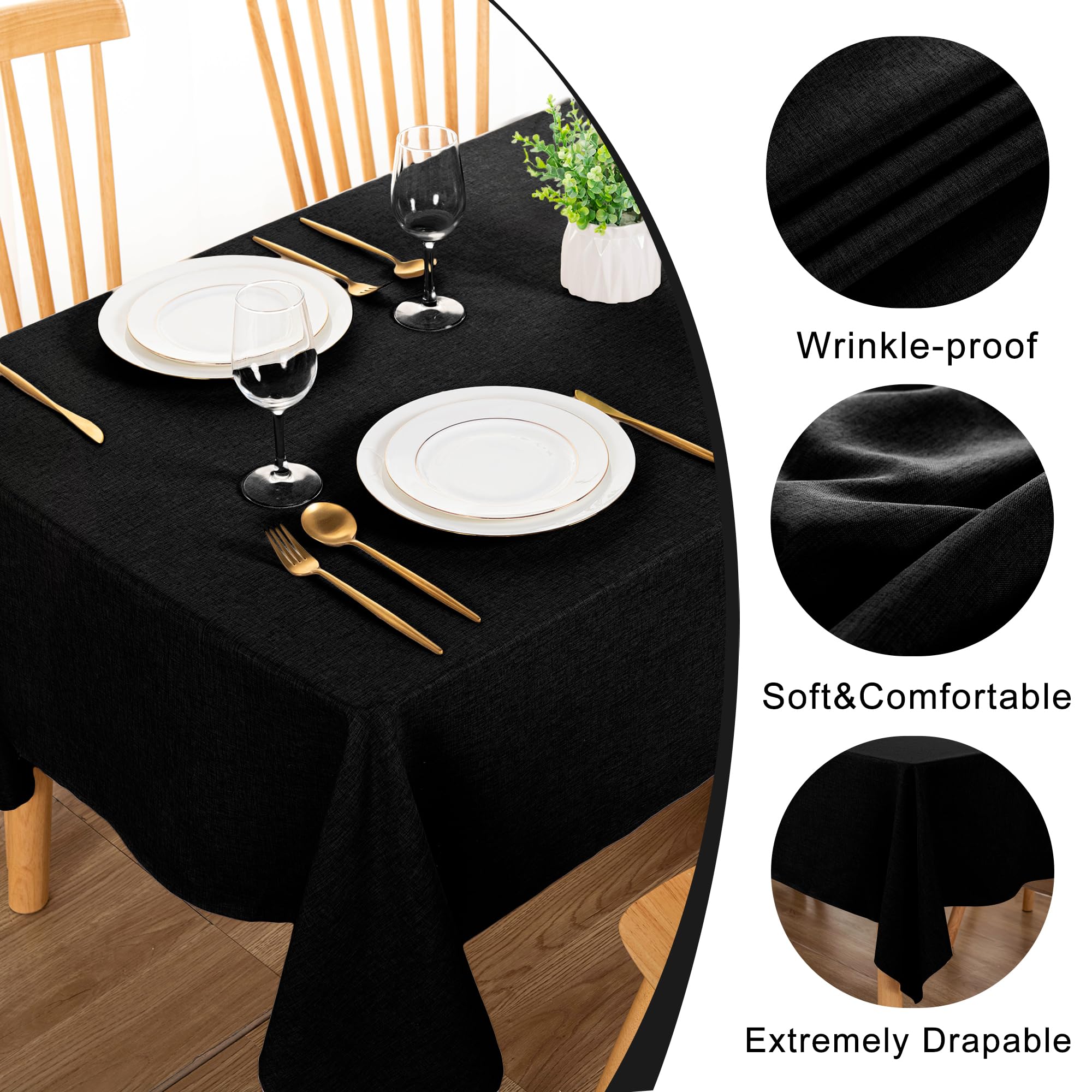 DWCN Rectangle Faux Linen Tablecloth