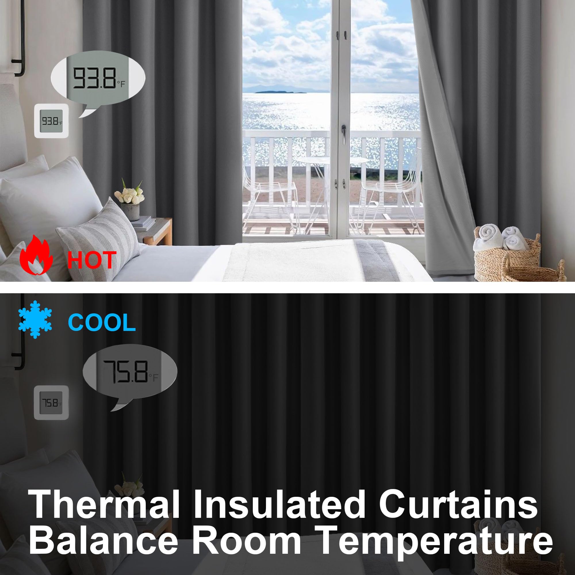 DWCN 100% Blackout Curtains with Grommet Top Design
