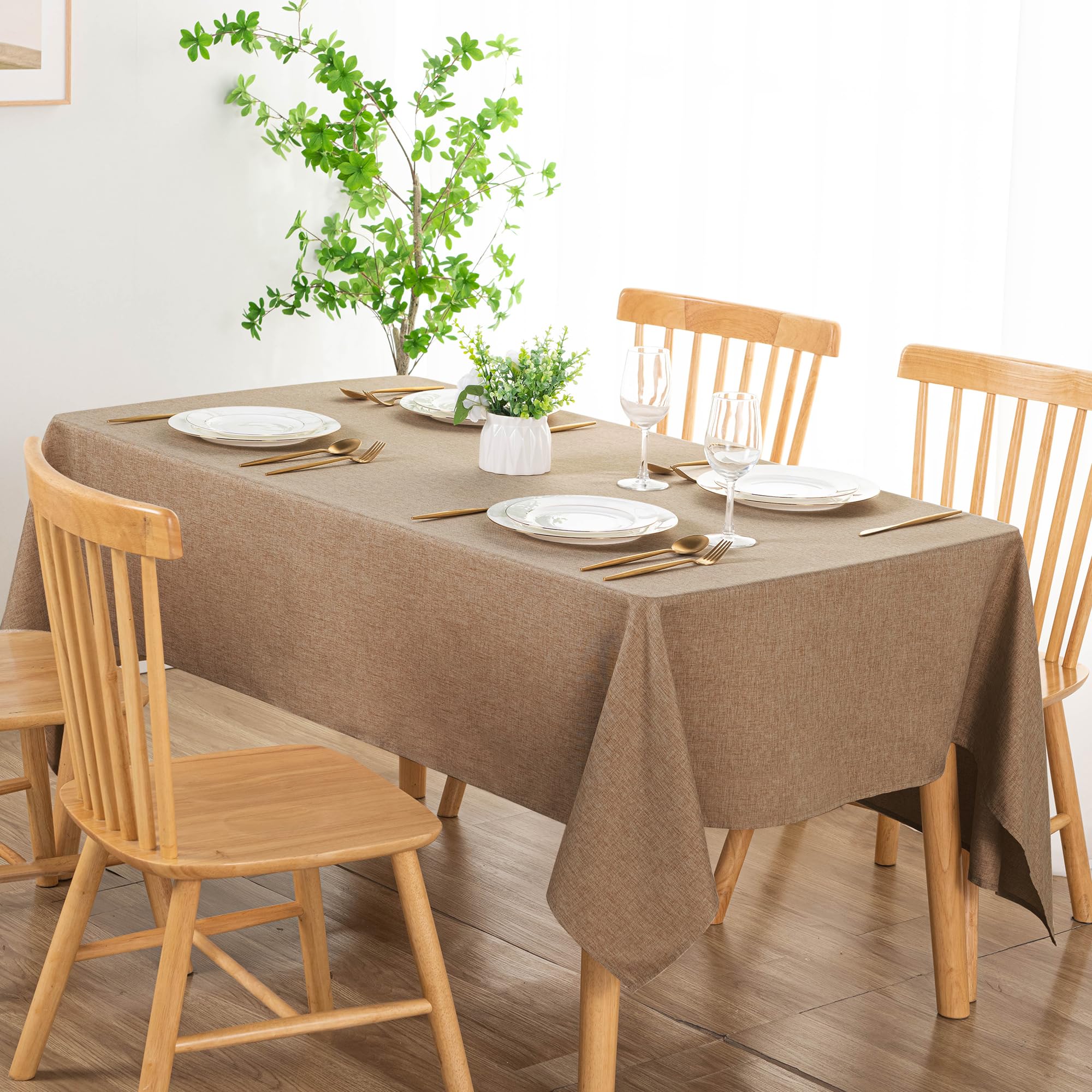 DWCN Rectangle Faux Linen Tablecloth