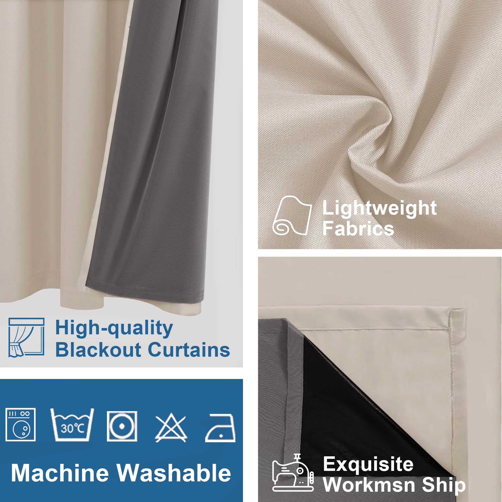 DWCN 100% Blackout Curtains with Grommet Top Design