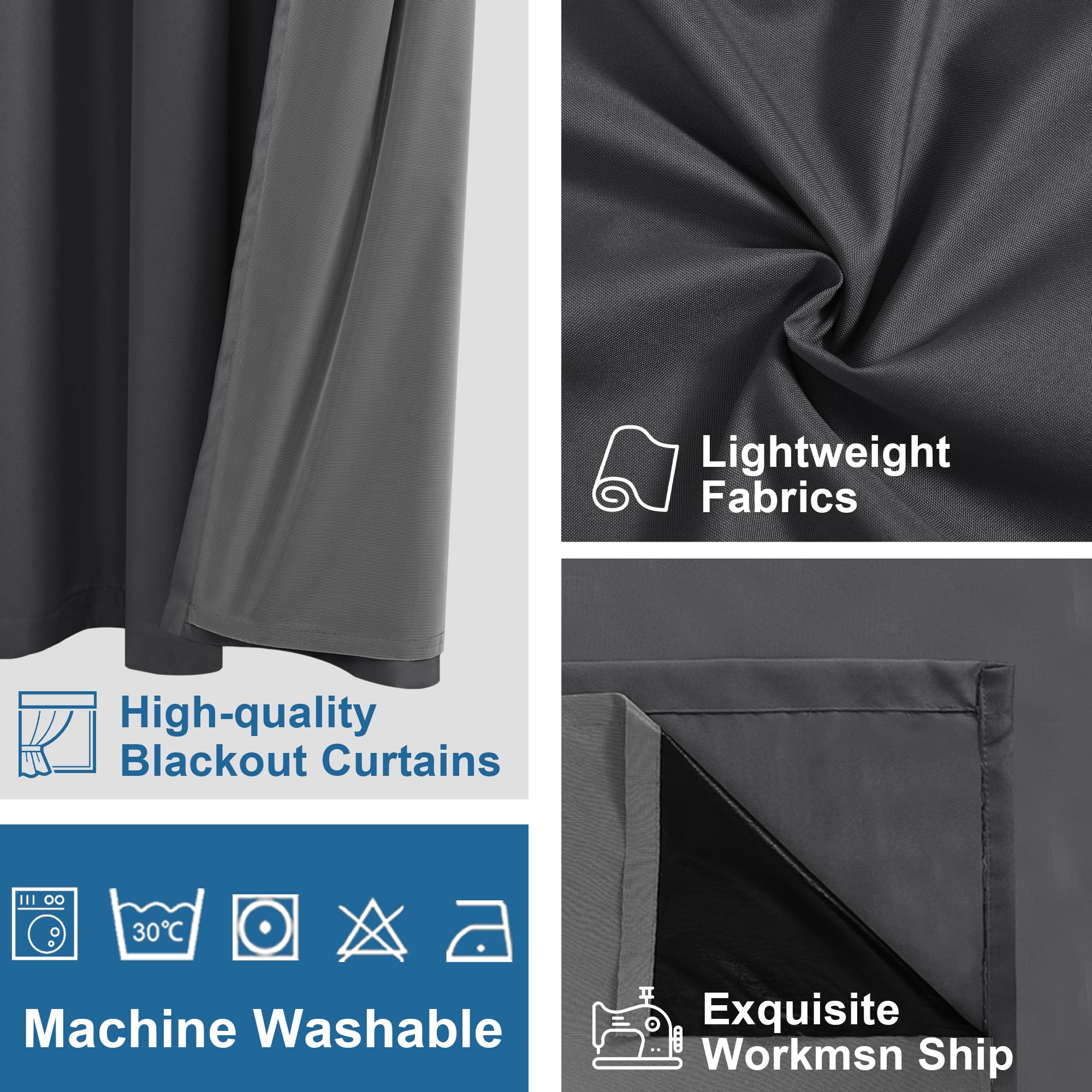 DWCN 100% Blackout Curtains with Grommet Top Design