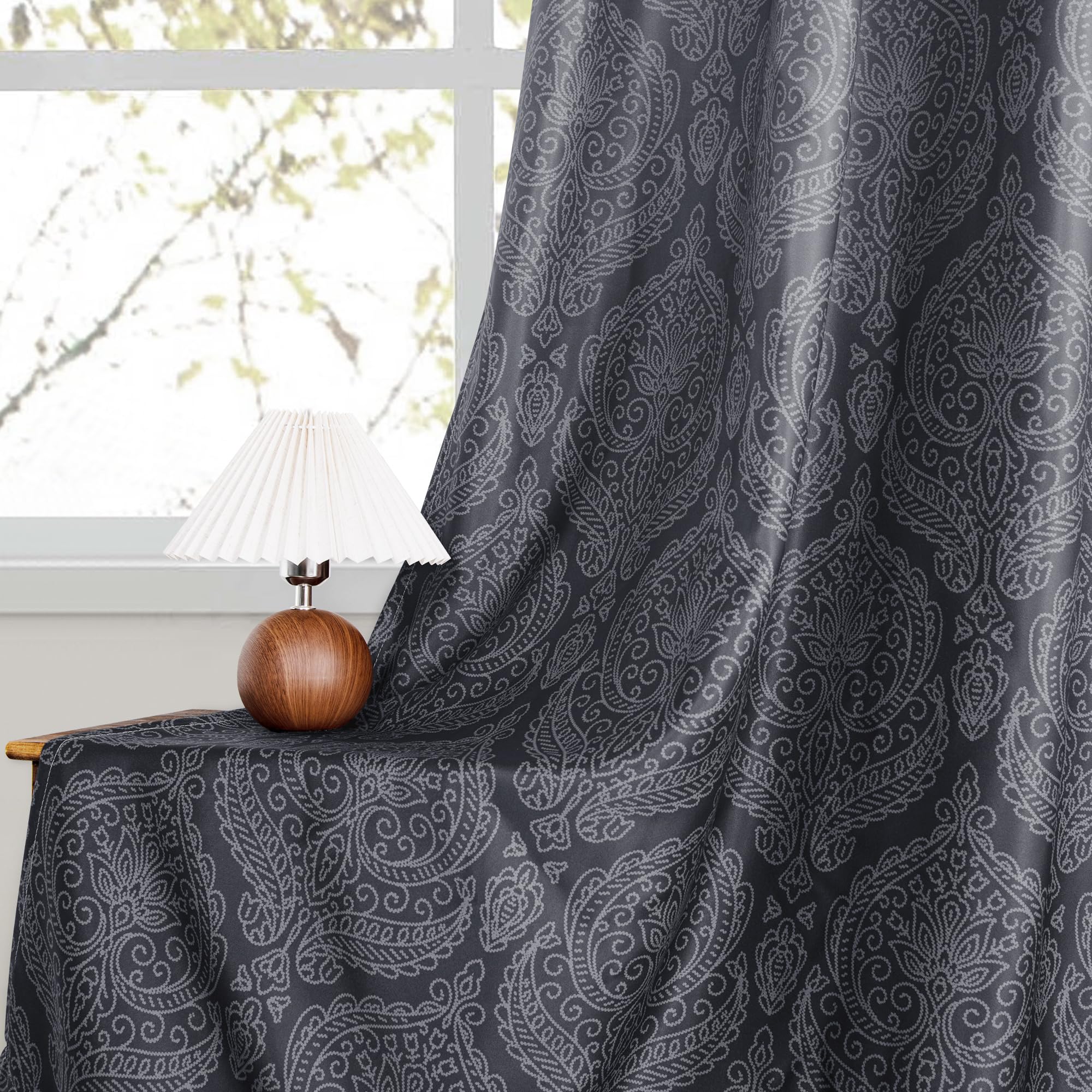 DWCN Ombre Blackout Curtains with Tiebacks, Set of 2 Panels
