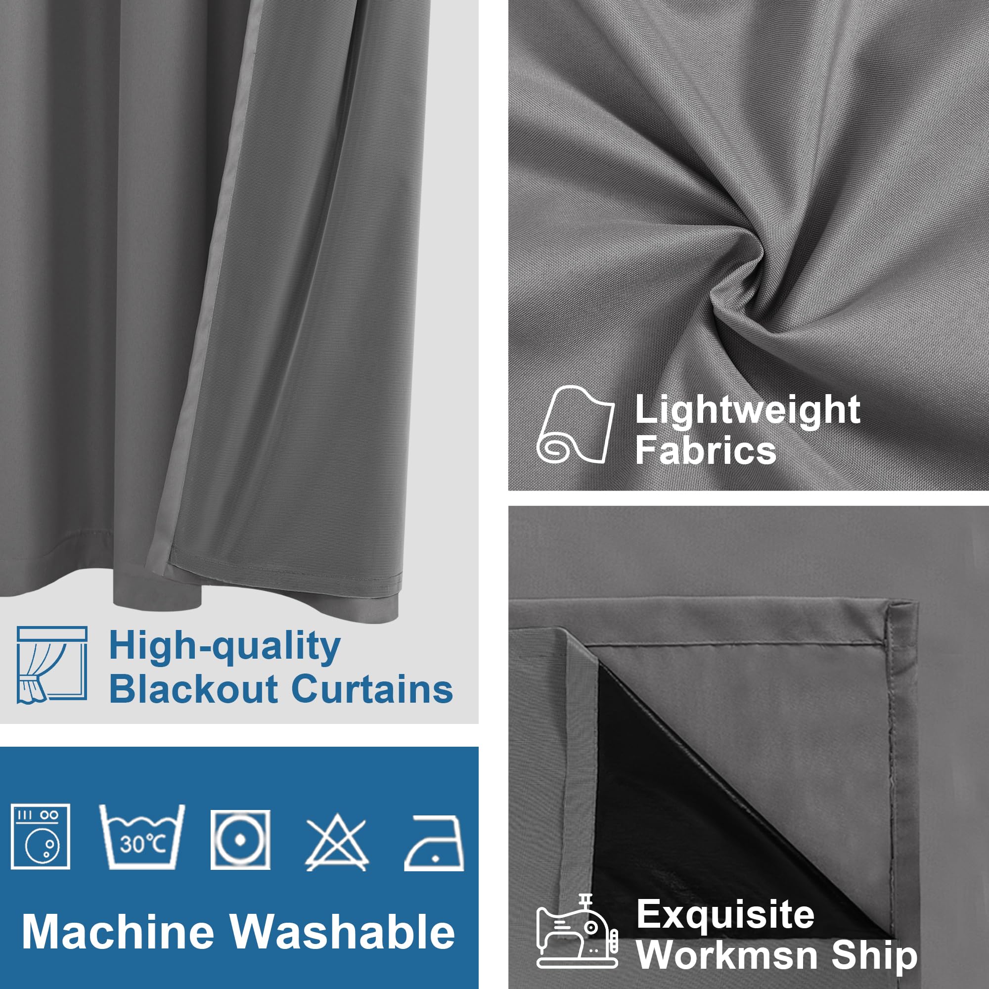 DWCN 100% Blackout Curtains with Grommet Top Design