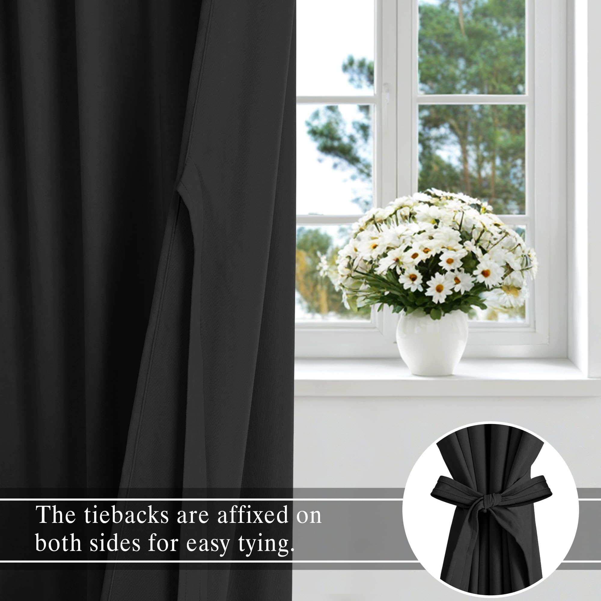 DWCN Velvet Curtains, 2 Panels - Rod Pocket and Back Tab
