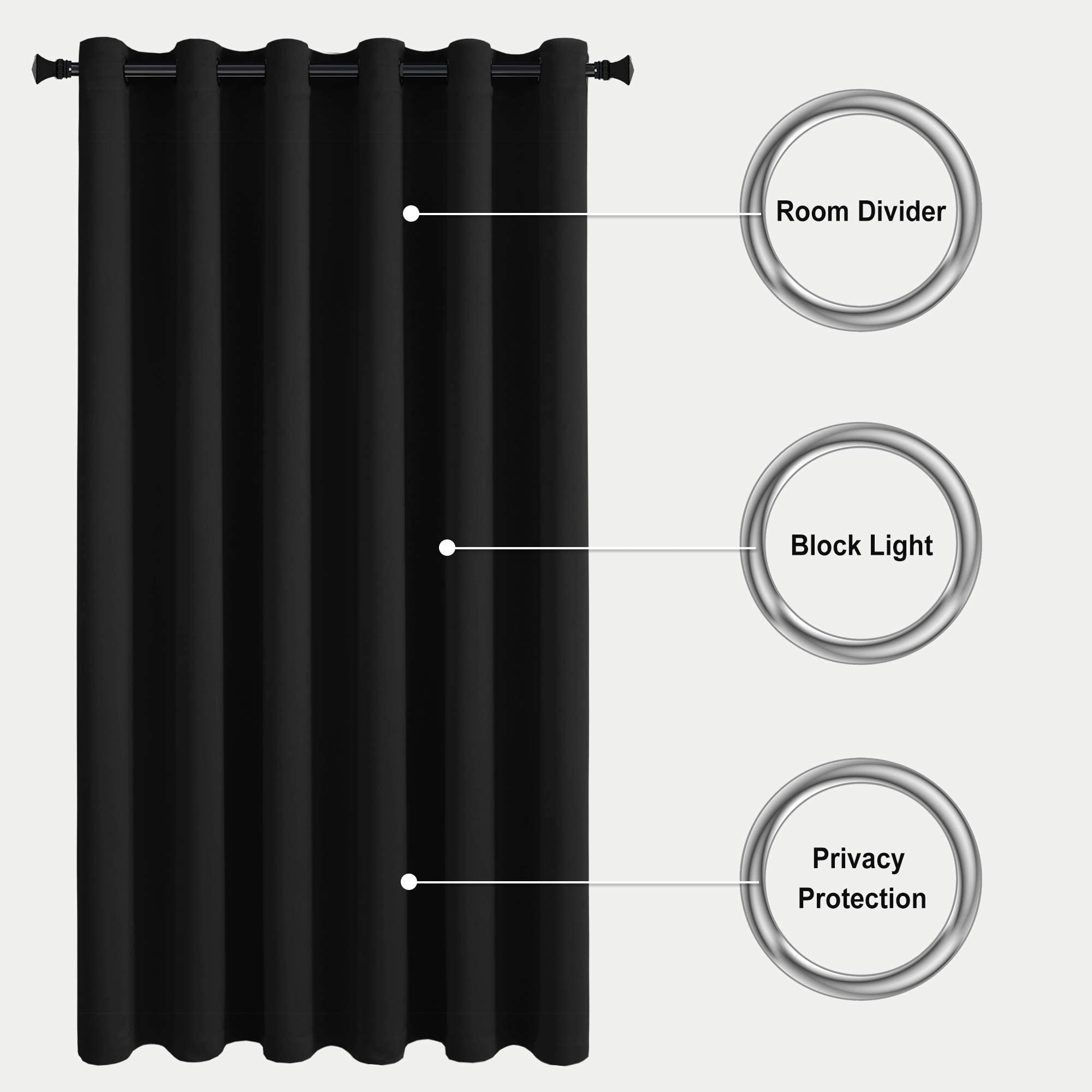 Room Divider Blackout Curtain, 1 Grommet Curtain Panel