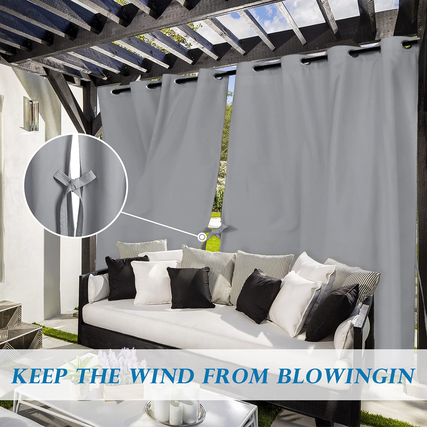 DWCN Outdoor Curtains, Set of 2 Curtain Panels