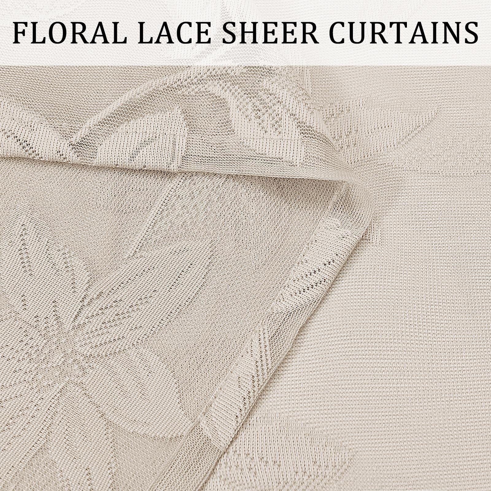DWCN Lace Sheer Curtains, Set of 2 Panels