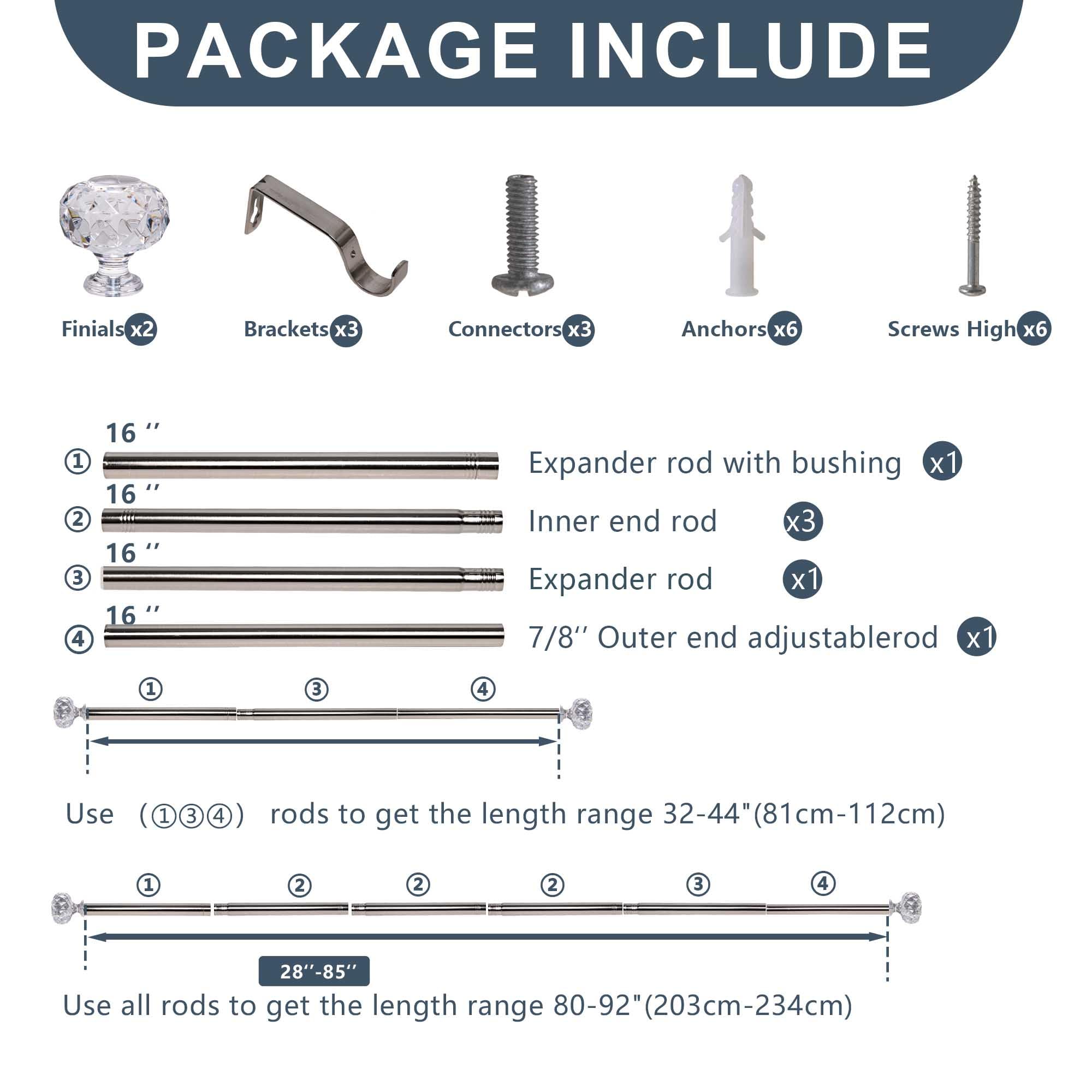 DWCN Heavy Duty Adjustable Curtain Rods