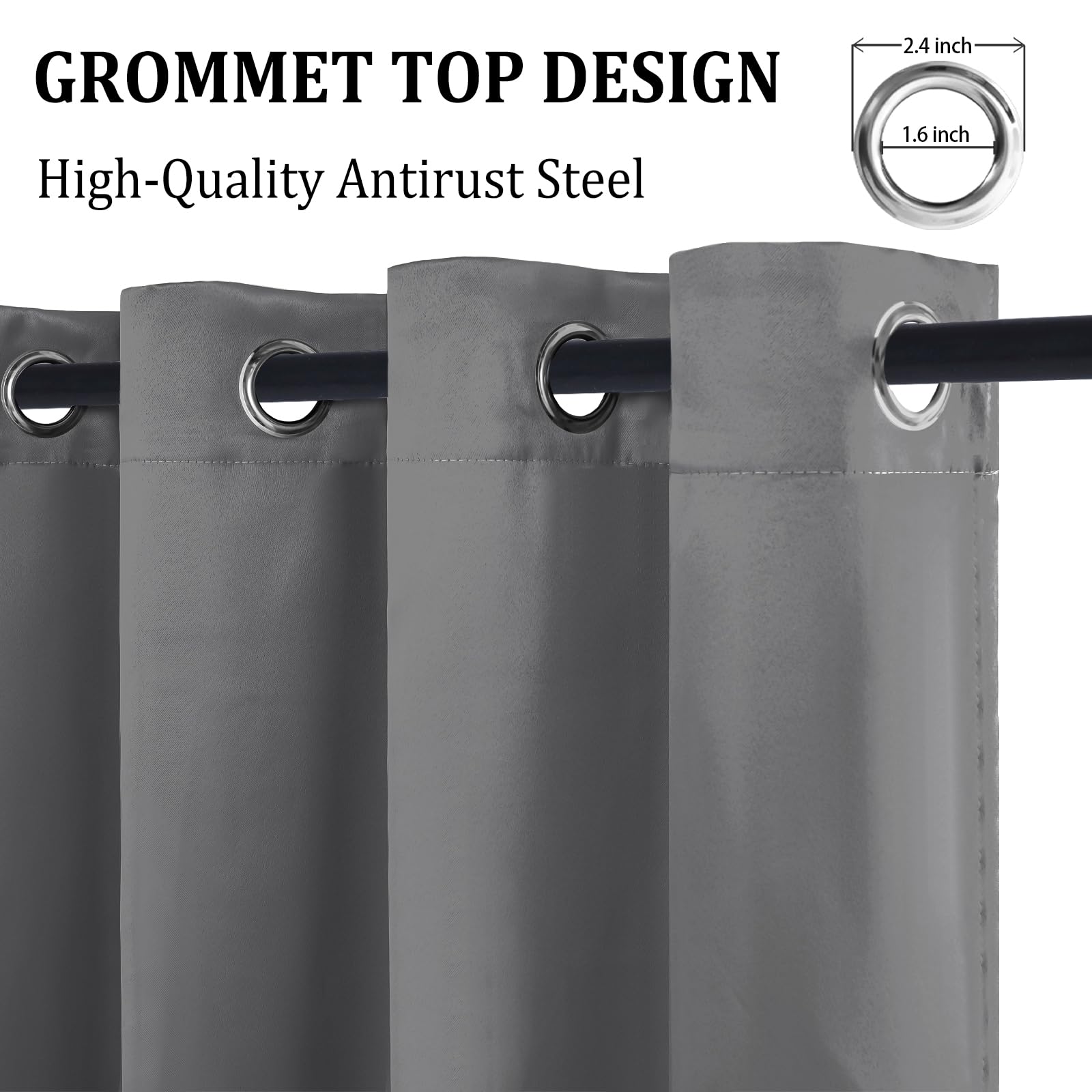 DWCN 100% Blackout Curtains with Tiebacks, Set of 2 Panels