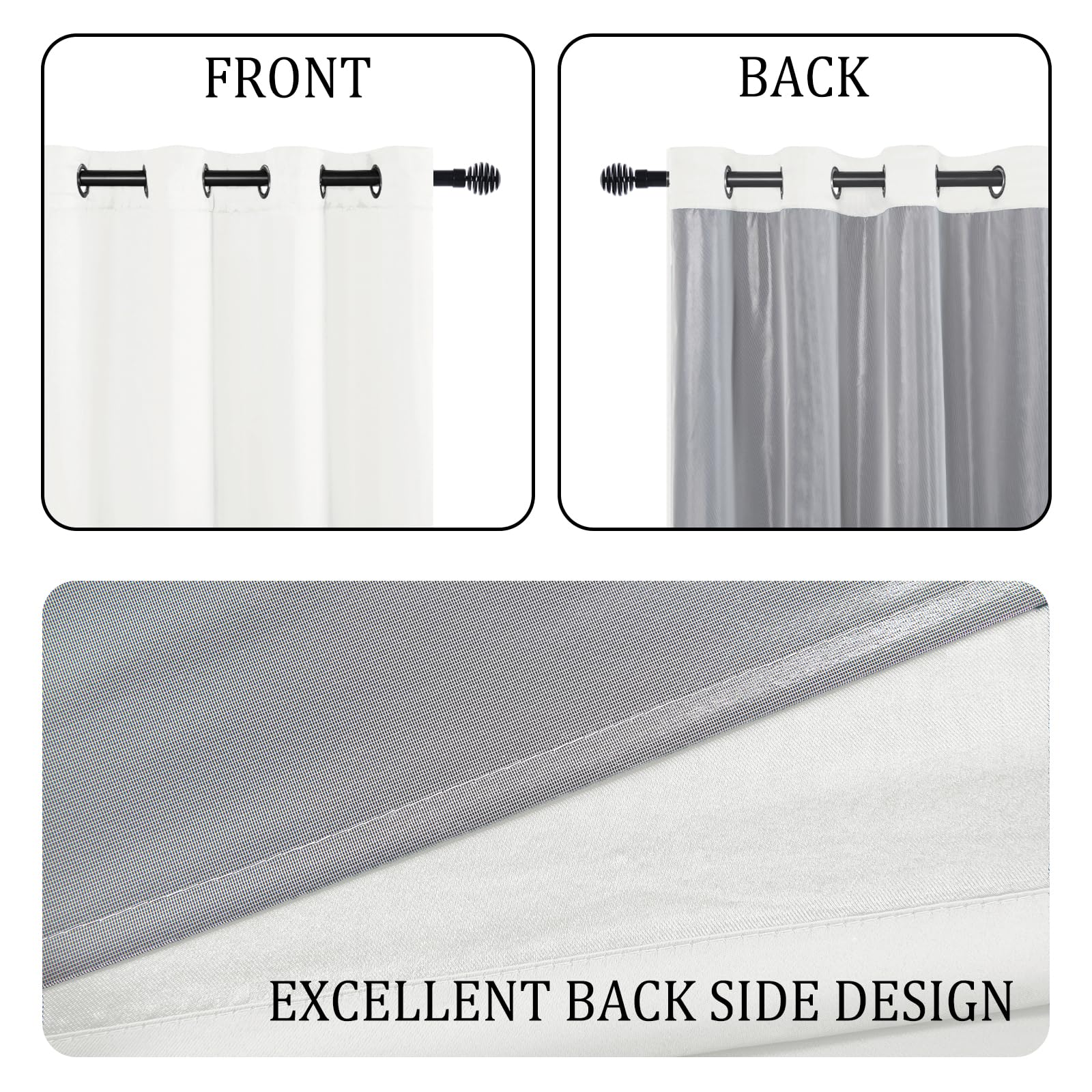DWCN 100% Blackout Curtains with Tiebacks, Set of 2 Panels