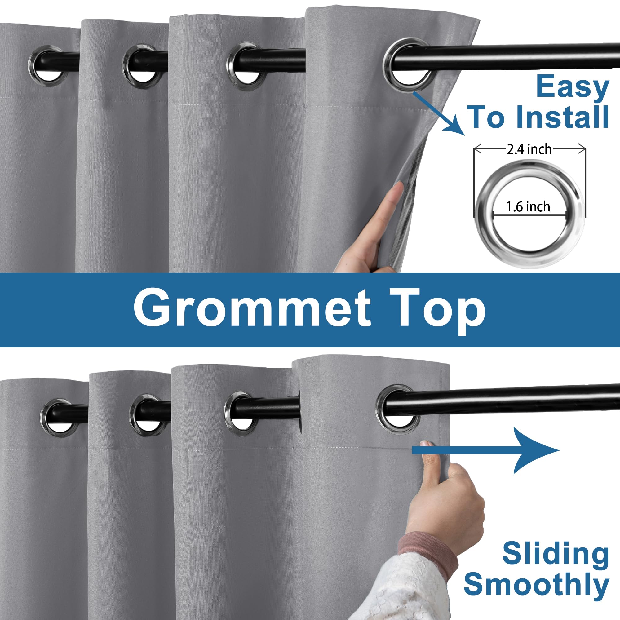 DWCN 100% Blackout Curtains with Grommet Top Design