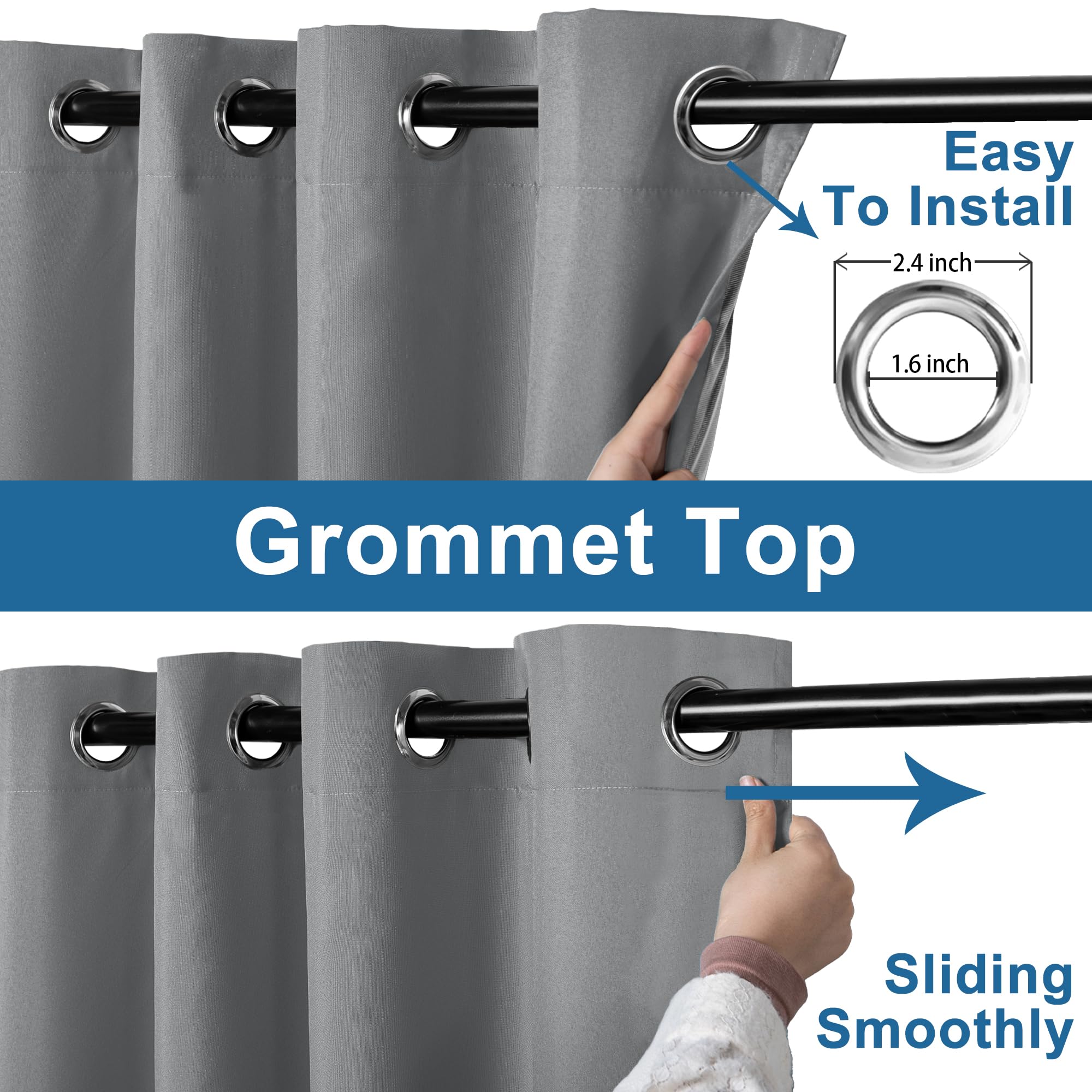 DWCN 100% Blackout Curtains with Grommet Top Design