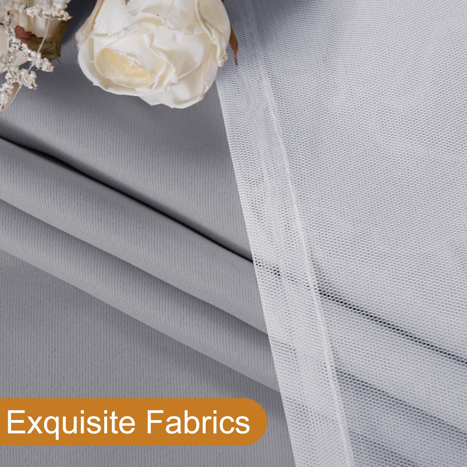 DWCN Layered Curtains, Blackout and Sheer Curtains with Tiebacks, 2 Pieces