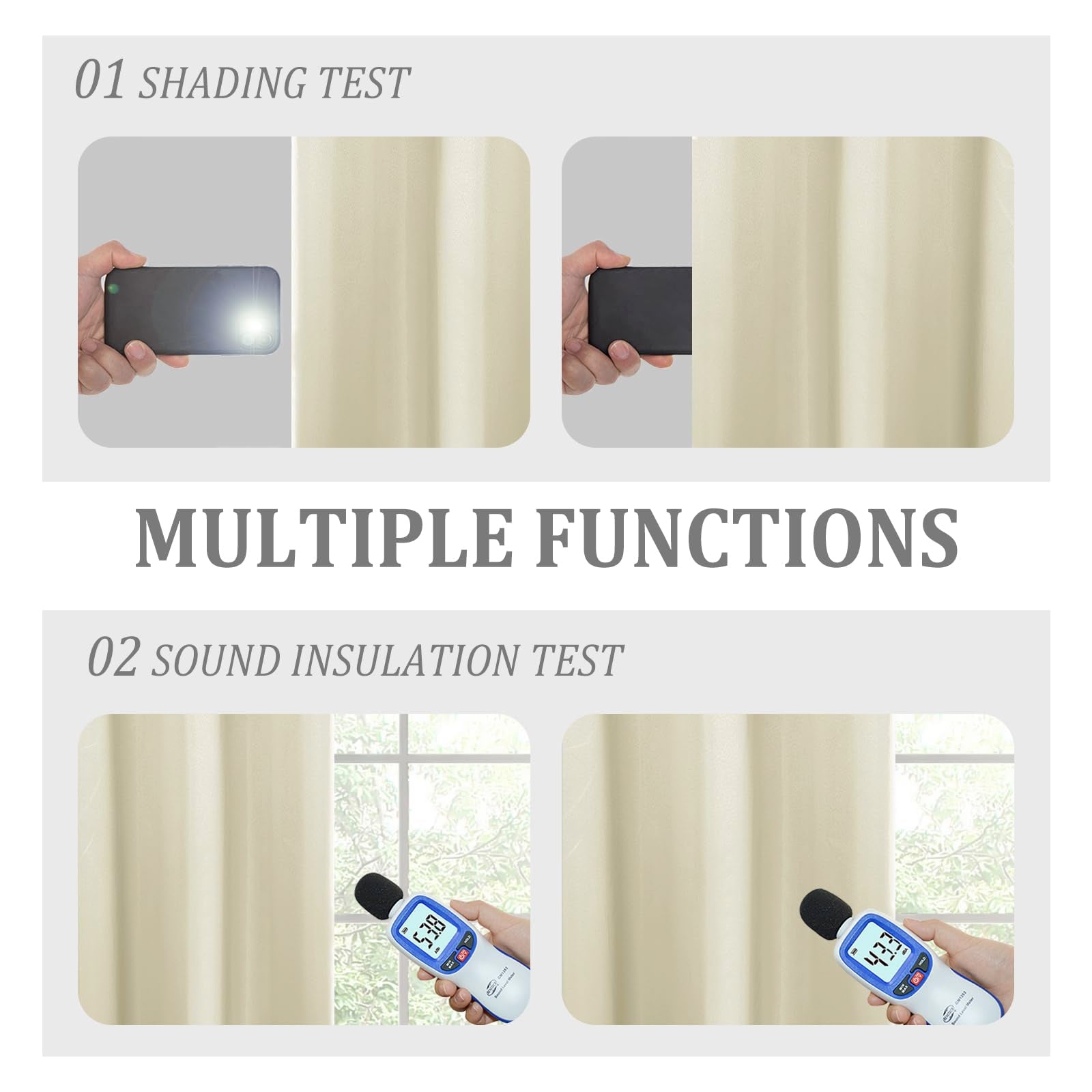 DWCN 100% Blackout Curtains with Tiebacks, Set of 2 Panels