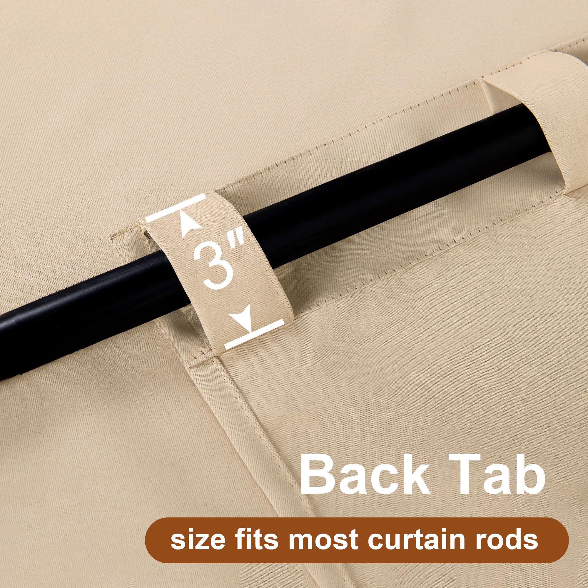DWCN Blackout Curtains with Tiebacks, Rod Pocket/Back Tab, Set of 2 Panels