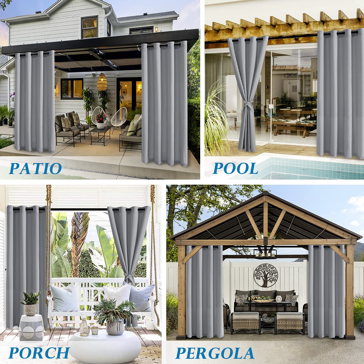 DWCN Outdoor Curtains, Set of 2 Curtain Panels