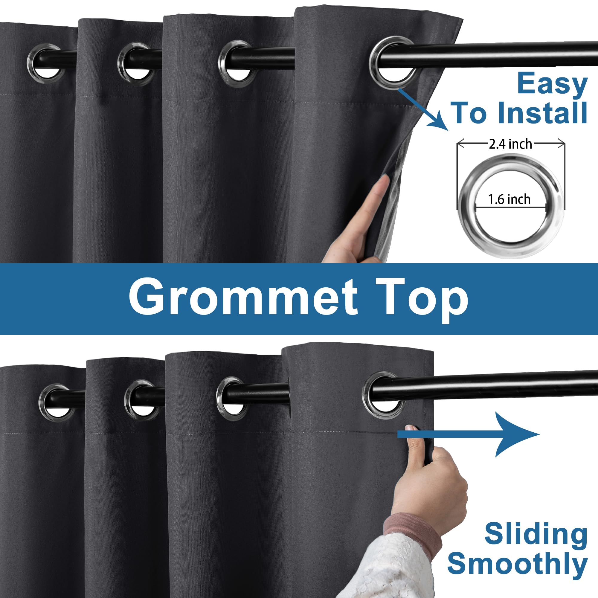 DWCN 100% Blackout Curtains with Grommet Top Design