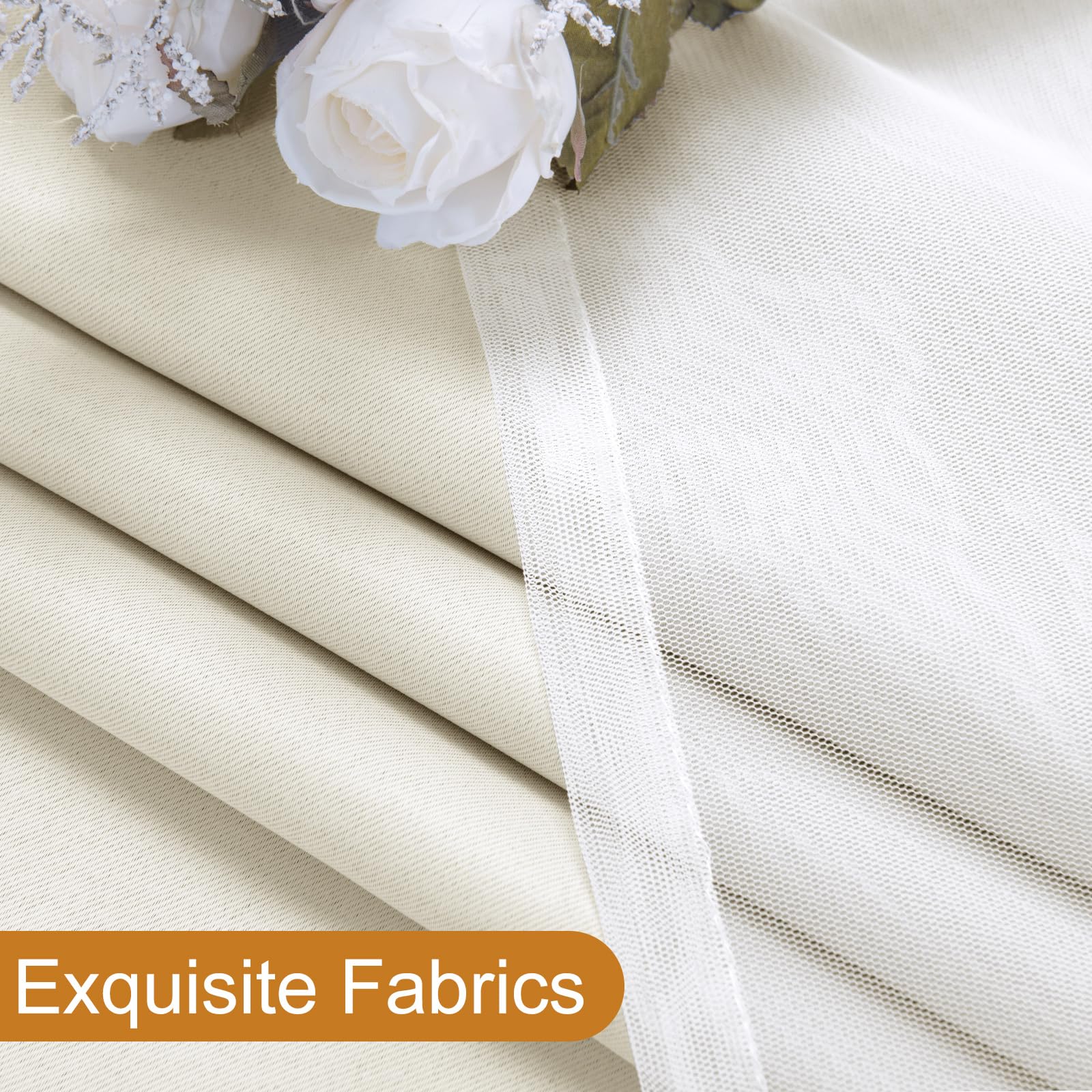 DWCN Layered Curtains, Blackout and Sheer Curtains with Tiebacks, 2 Pieces