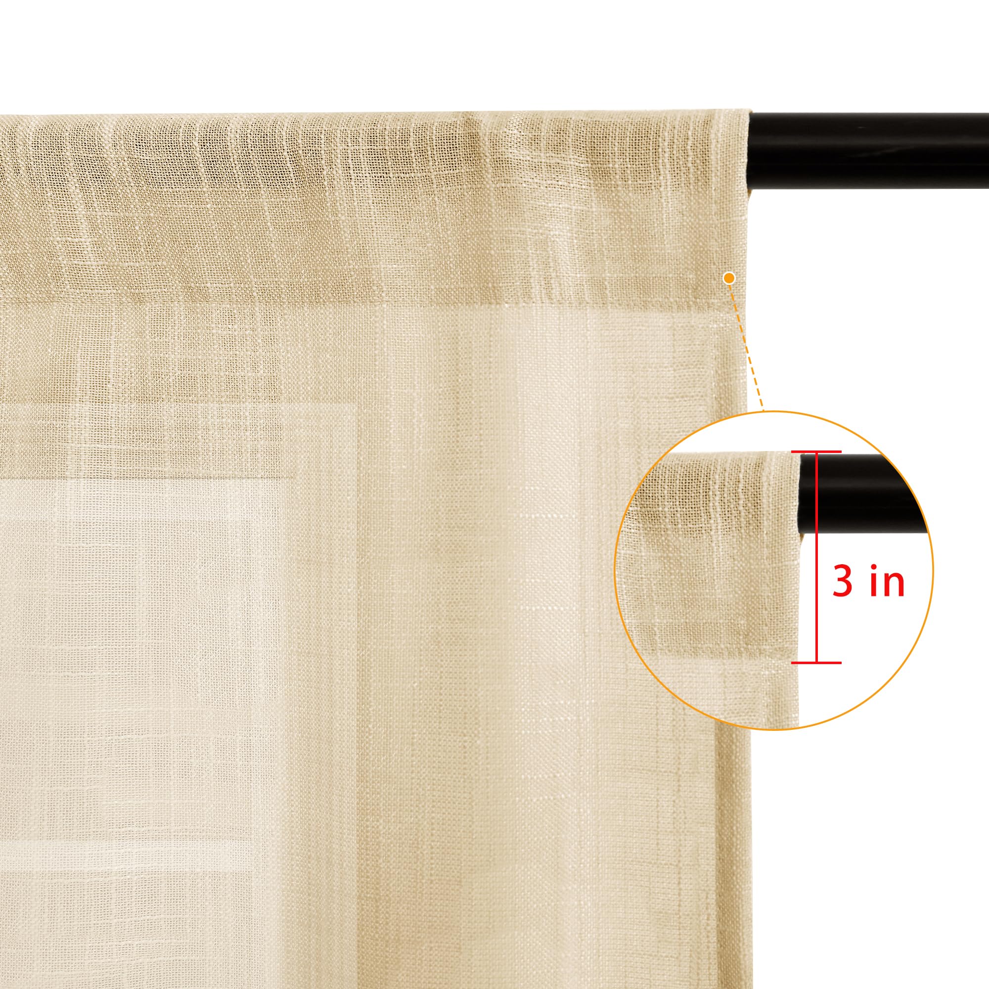 Custom Curtains: Linen Sheer Curtains, Set of 2 Panels