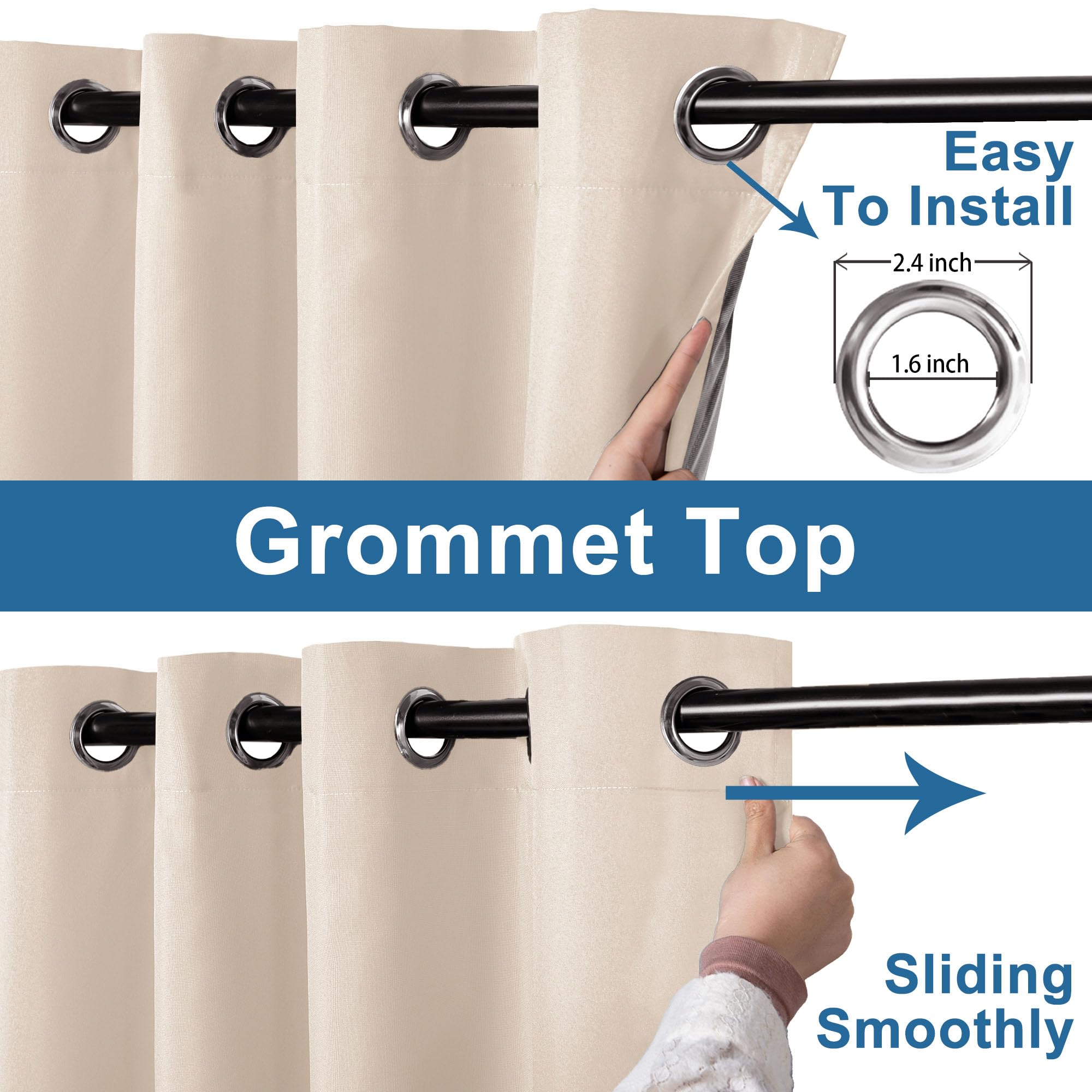 DWCN 100% Blackout Curtains with Grommet Top Design
