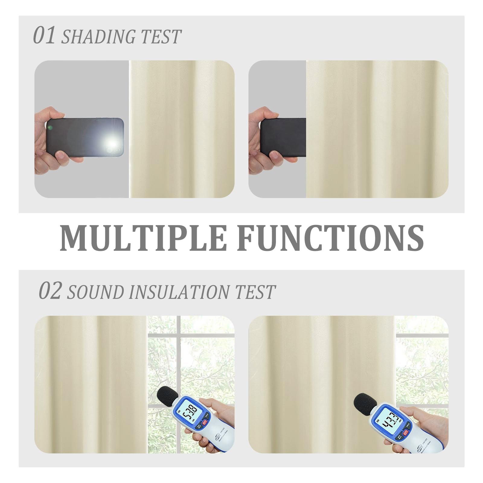 DWCN 100% Blackout Curtains with Tiebacks, Set of 2 Panels