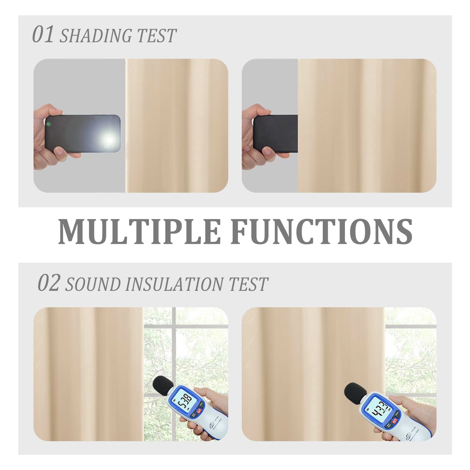 DWCN 100% Blackout Curtains with Tiebacks, Set of 2 Panels