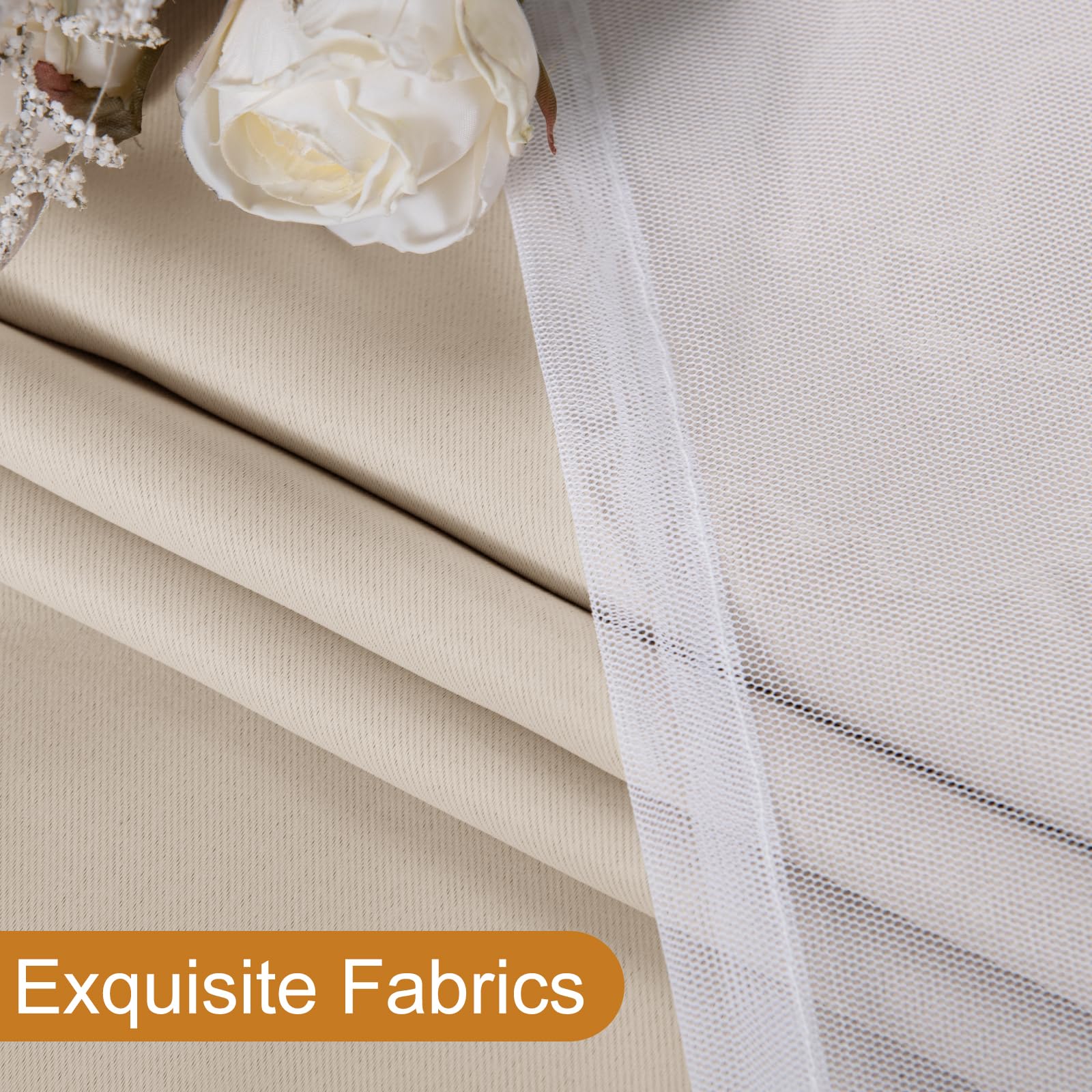 DWCN Layered Curtains, Blackout and Sheer Curtains with Tiebacks, 2 Pieces