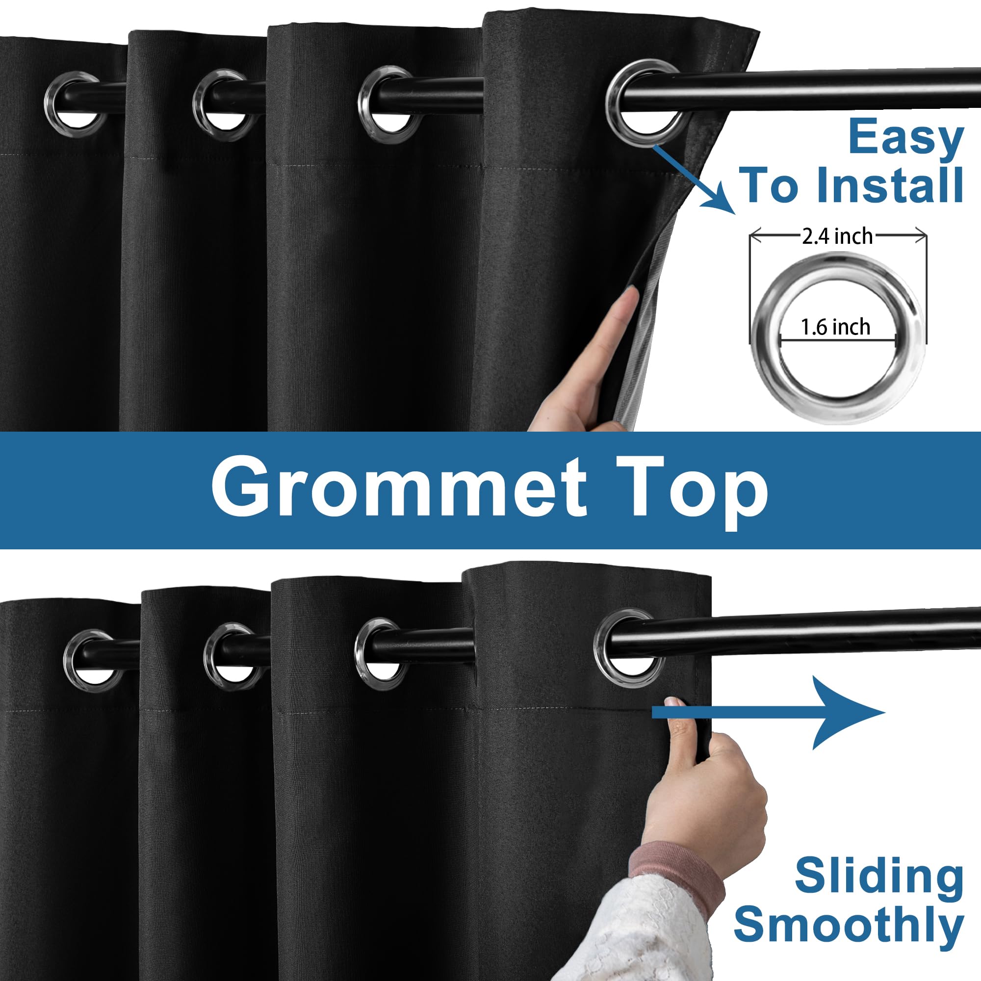 DWCN 100% Blackout Curtains with Grommet Top Design