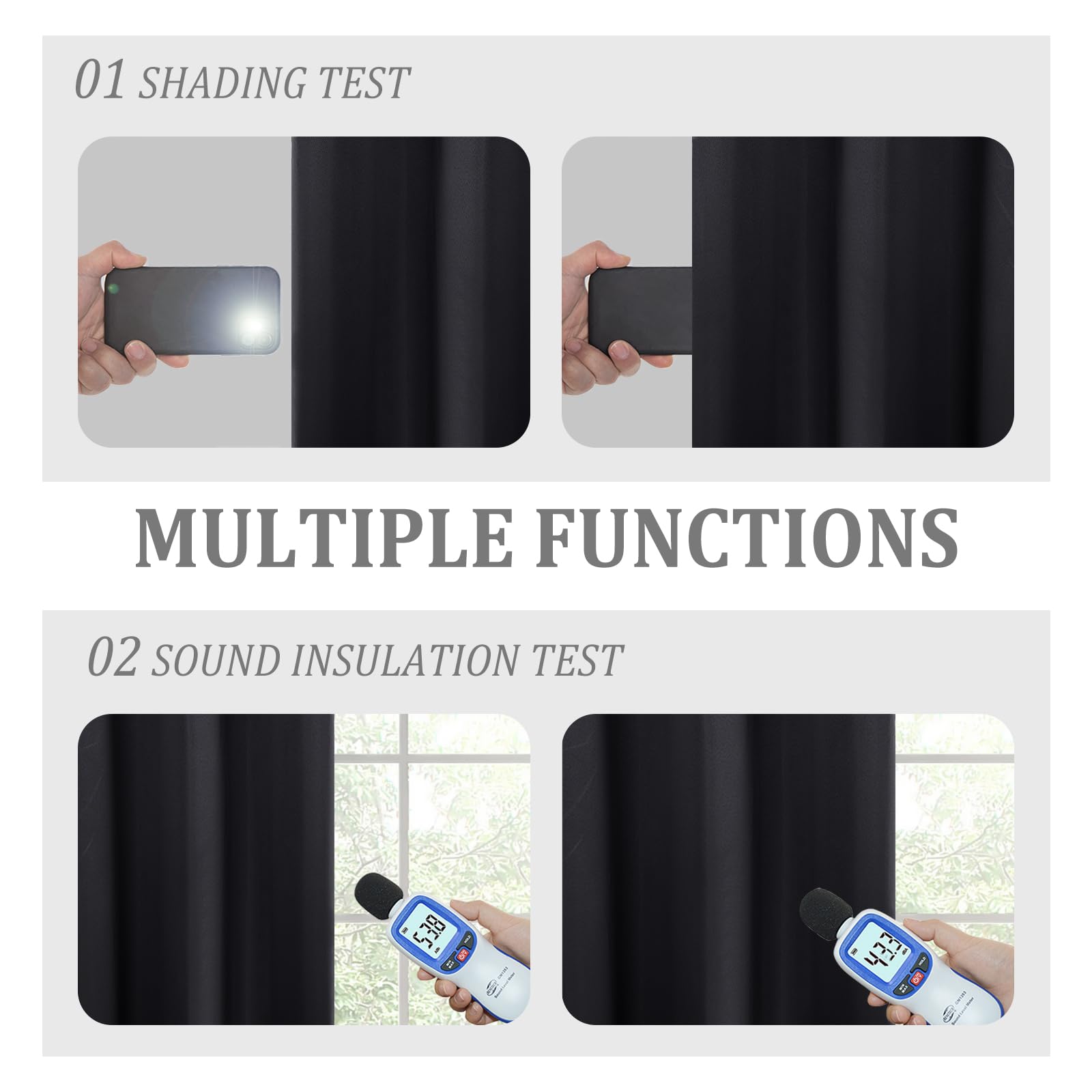 DWCN 100% Blackout Curtains with Tiebacks, Set of 2 Panels