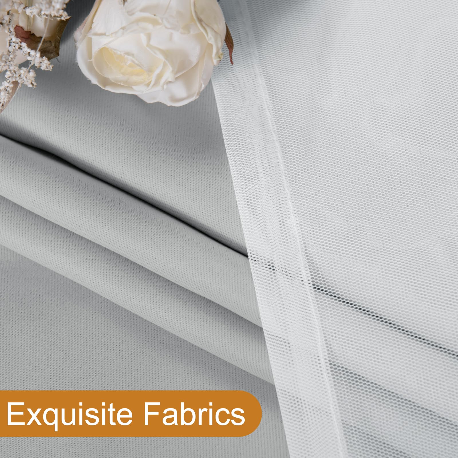 DWCN Layered Curtains, Blackout and Sheer Curtains with Tiebacks, 2 Pieces