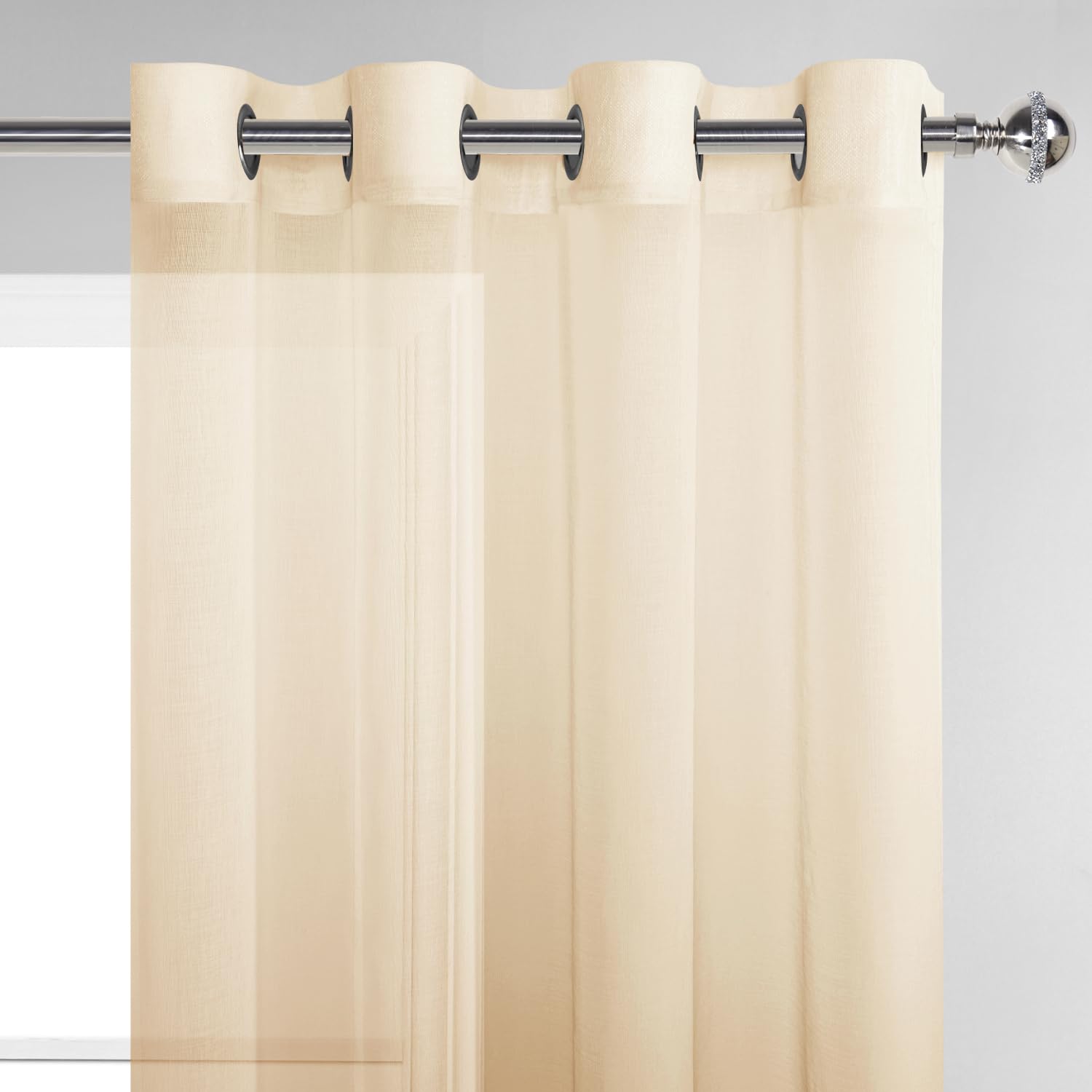 DWCN Faux Linen Ombre Sheer Curtains, Set of 2 Panels